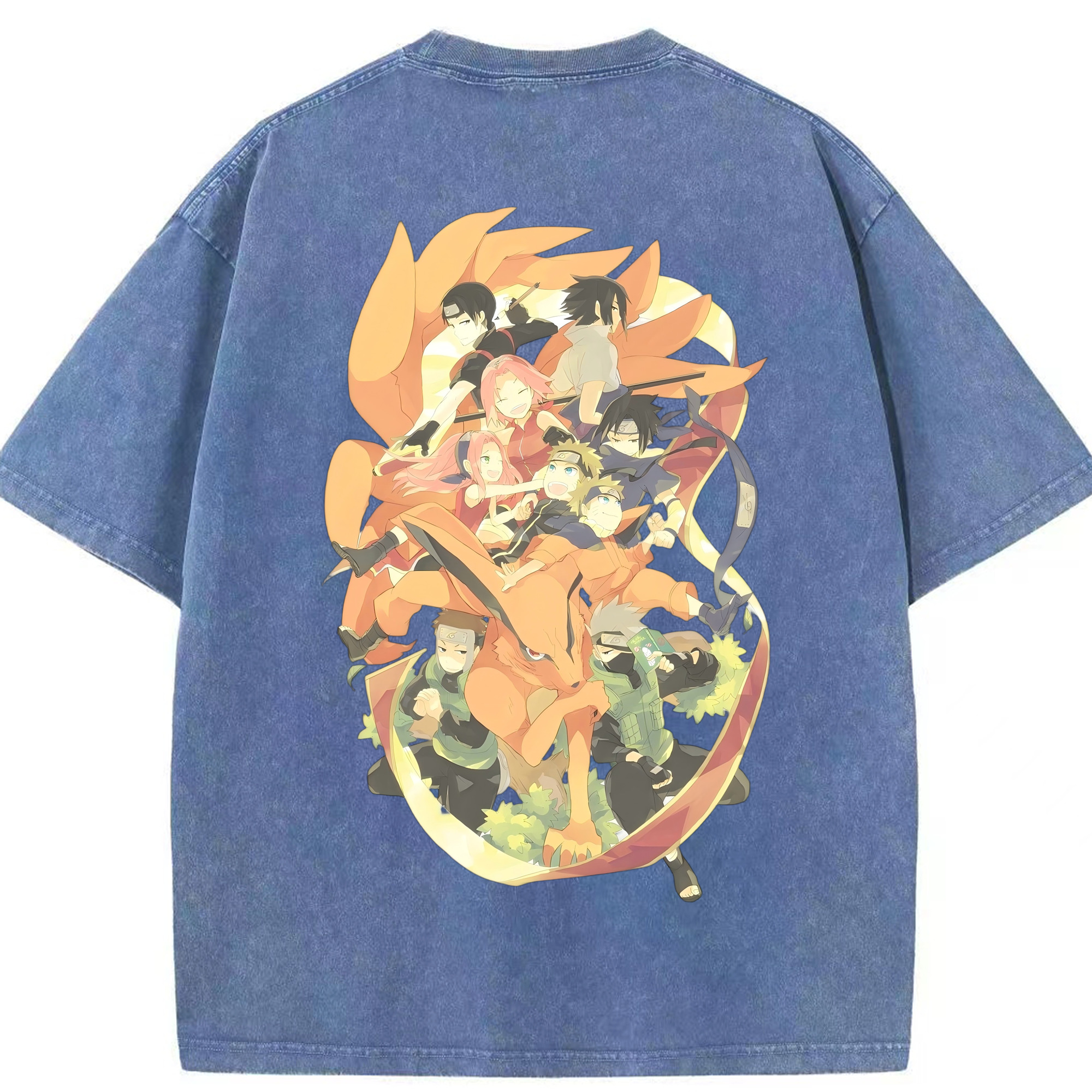（画像用） NARUTO -ナルト- うずまき ナルト Uzumaki Naruto 綿100% ヴィンテージ風 半袖Tシャツ（背面プリント）