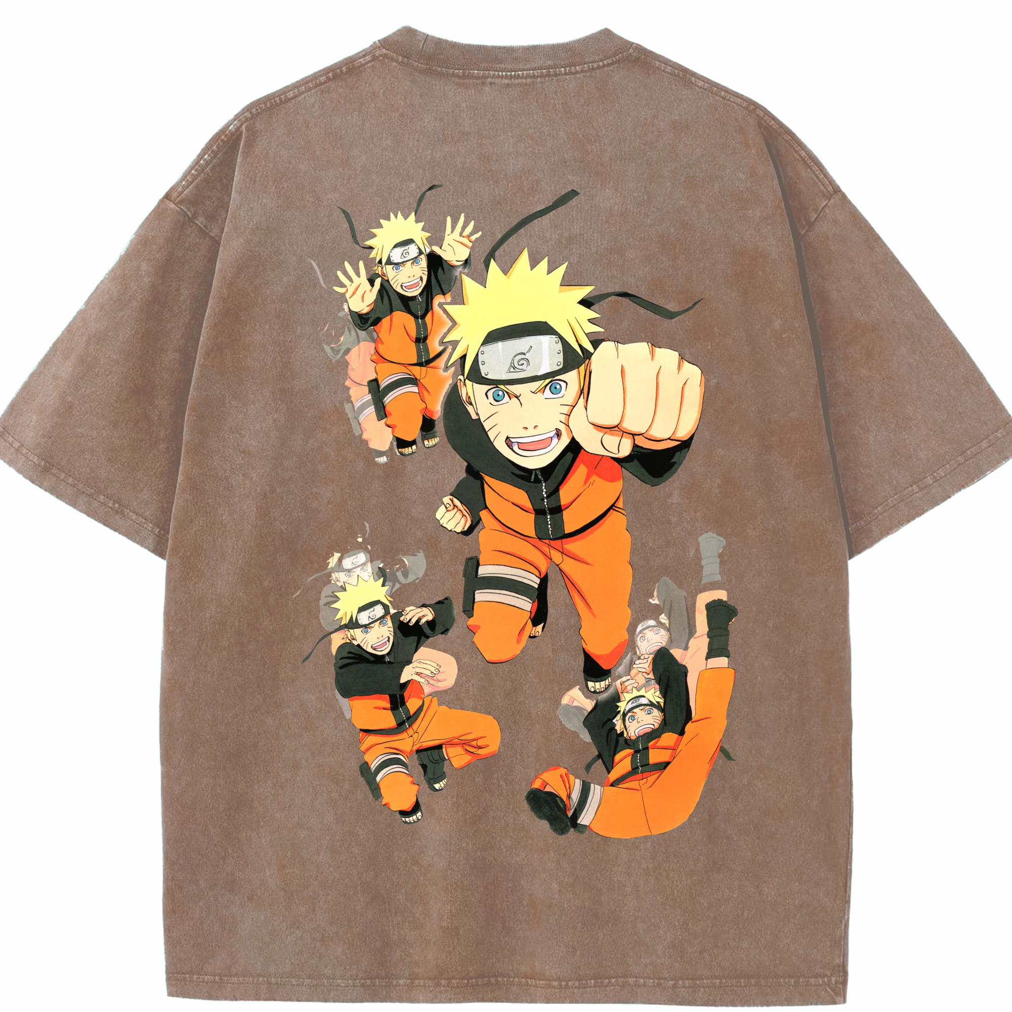 （画像用） NARUTO -ナルト- うずまき ナルト Uzumaki Naruto 綿100% ヴィンテージ風 半袖Tシャツ（背面プリント）