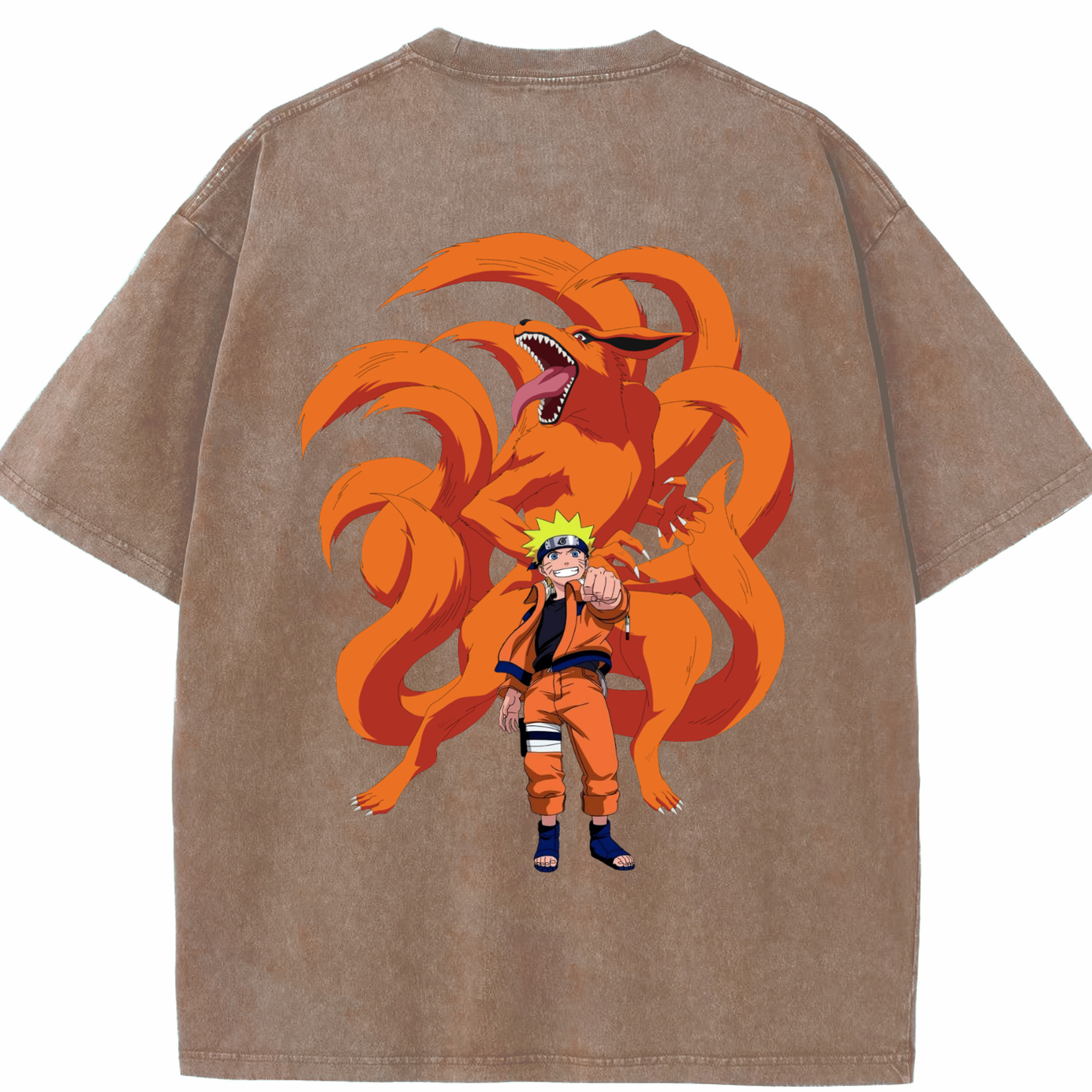 （画像用） NARUTO -ナルト- うずまき ナルト Uzumaki Naruto 綿100% ヴィンテージ風 半袖Tシャツ（背面プリント）