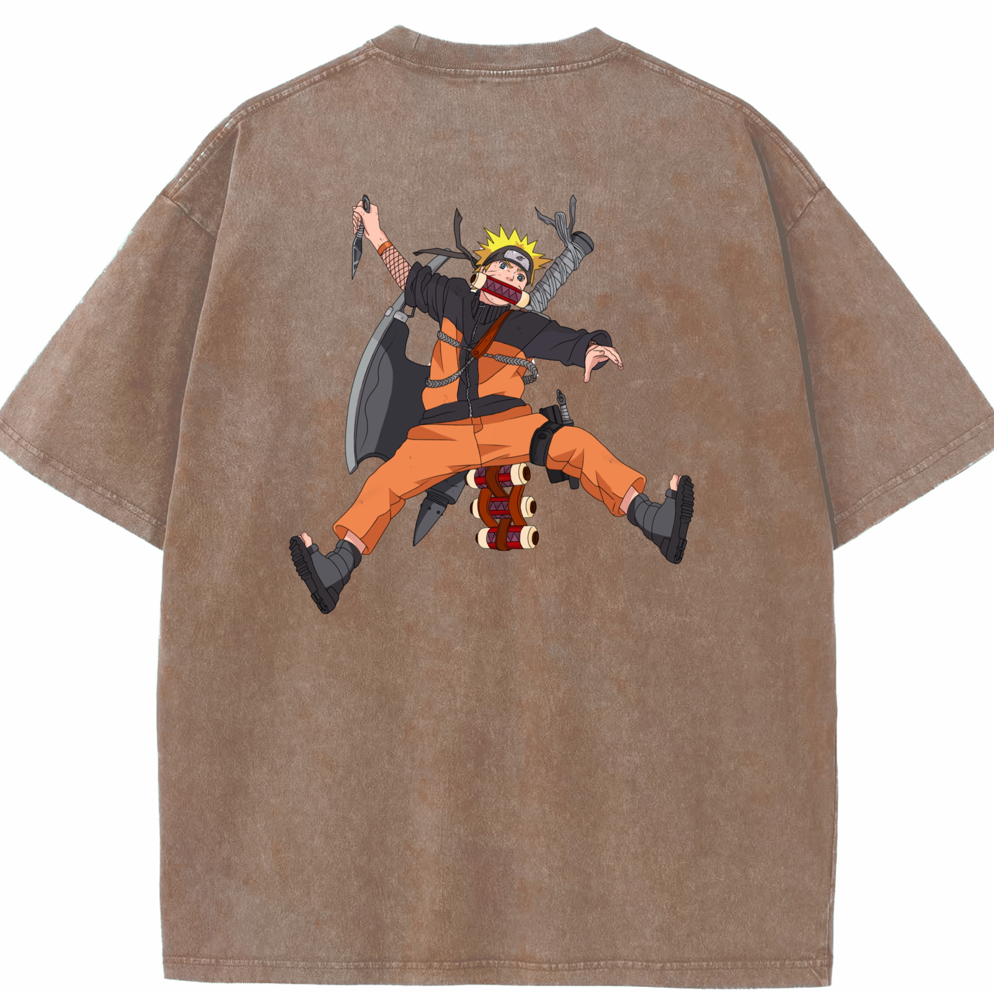 （画像用） NARUTO -ナルト- うずまき ナルト Uzumaki Naruto 綿100% ヴィンテージ風 半袖Tシャツ（背面プリント）
