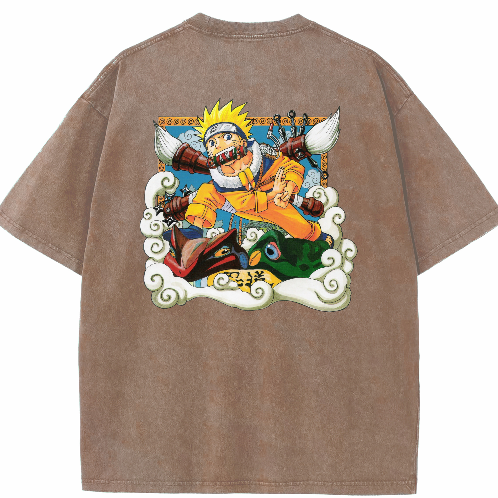 （画像用） NARUTO -ナルト- うずまき ナルト Uzumaki Naruto 綿100% ヴィンテージ風 半袖Tシャツ（背面プリント）