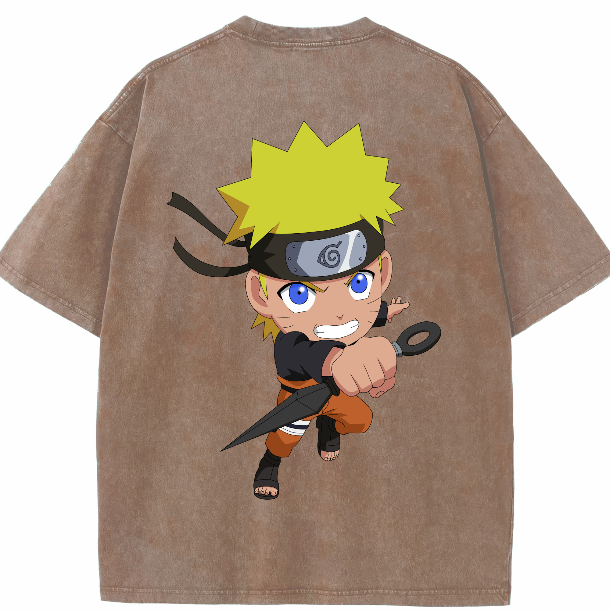 （画像用） NARUTO -ナルト- うずまき ナルト Uzumaki Naruto 綿100% ヴィンテージ風 半袖Tシャツ（背面プリント）