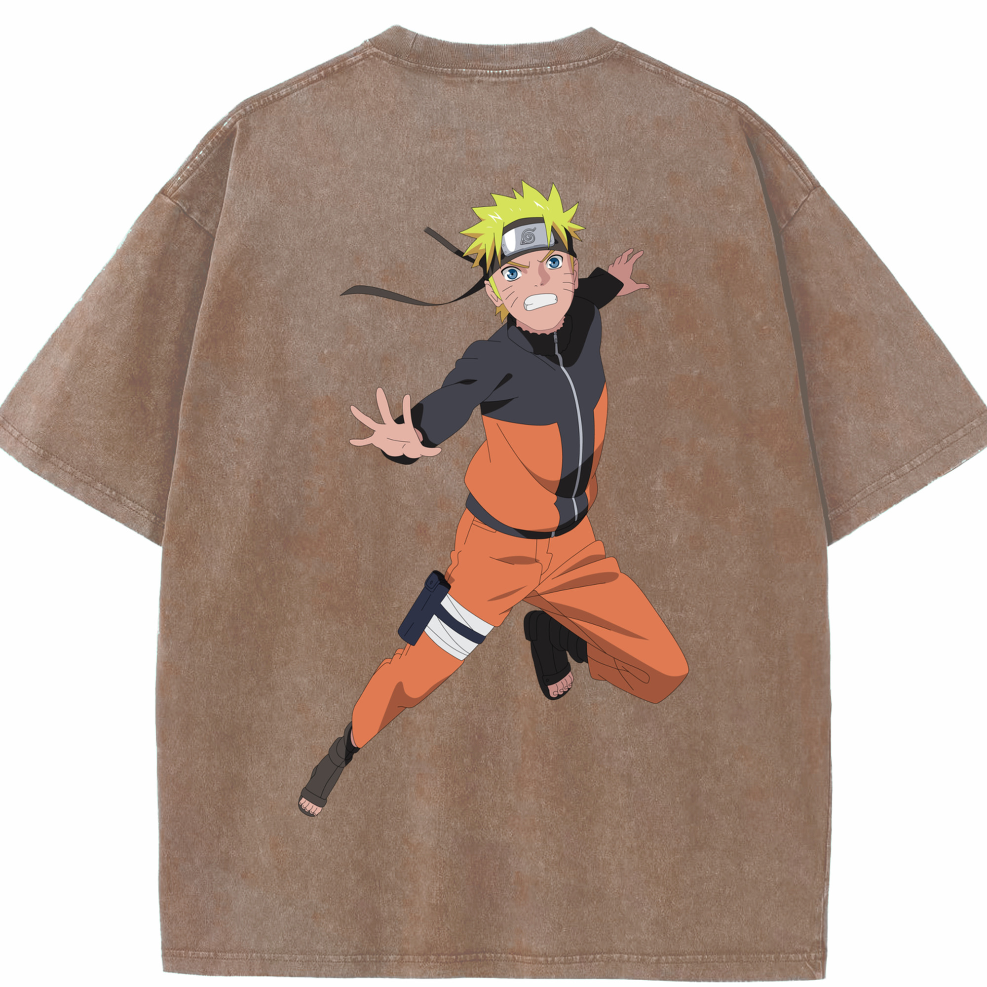 （画像用） NARUTO -ナルト- うずまき ナルト Uzumaki Naruto 綿100% ヴィンテージ風 半袖Tシャツ（背面プリント）