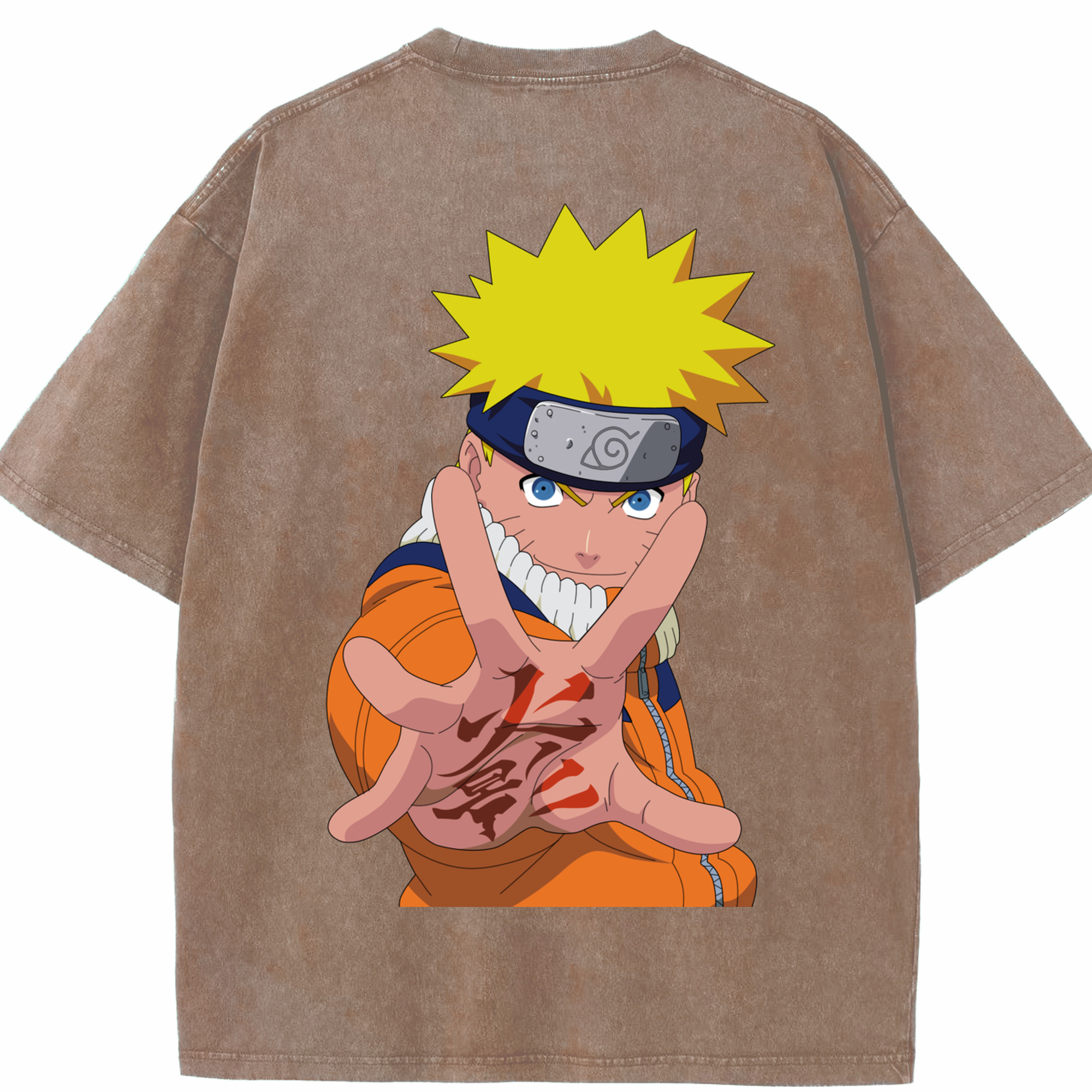（画像用） NARUTO -ナルト- うずまき ナルト Uzumaki Naruto 綿100% ヴィンテージ風 半袖Tシャツ（背面プリント）