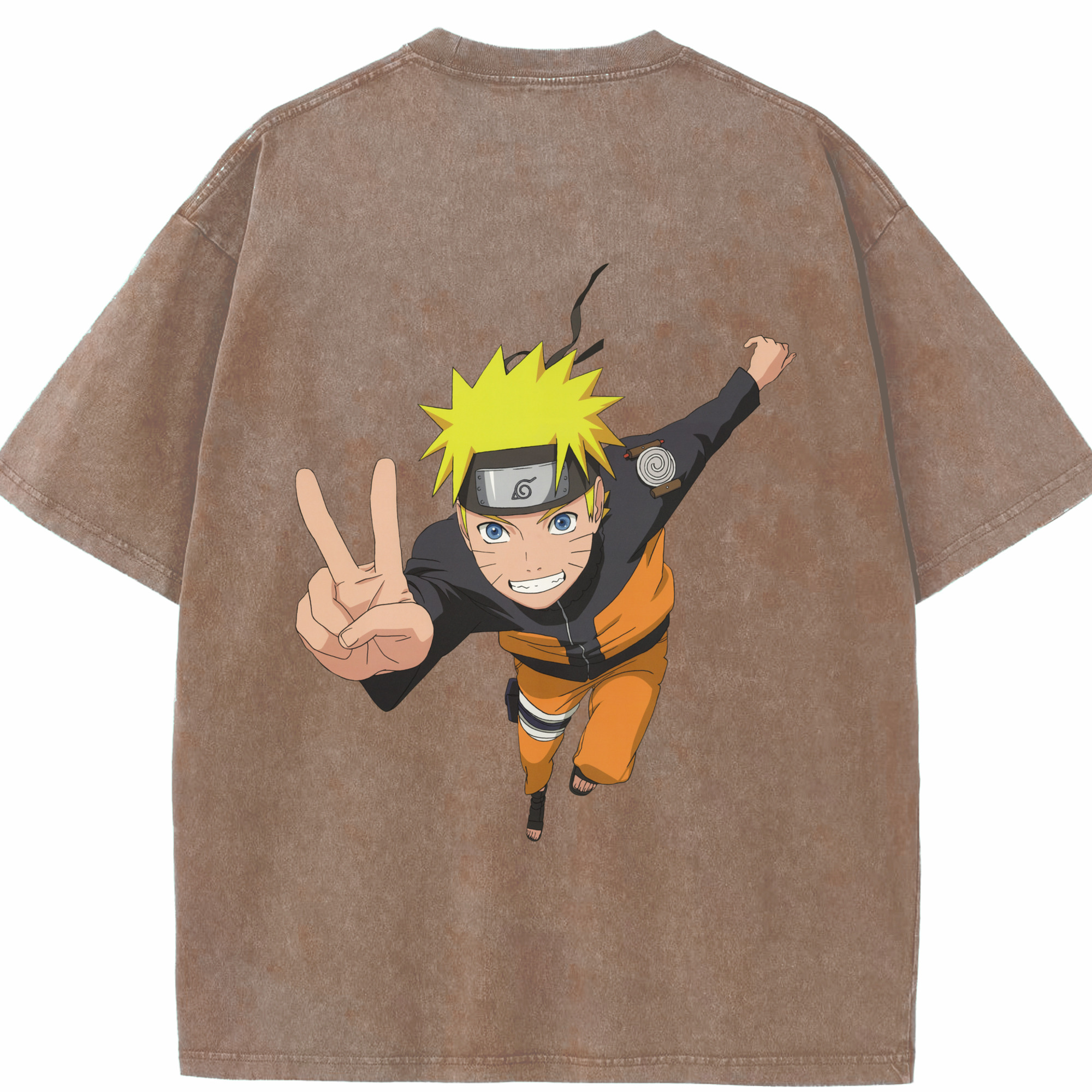 （画像用） NARUTO -ナルト- うずまき ナルト Uzumaki Naruto 綿100% ヴィンテージ風 半袖Tシャツ（背面プリント）