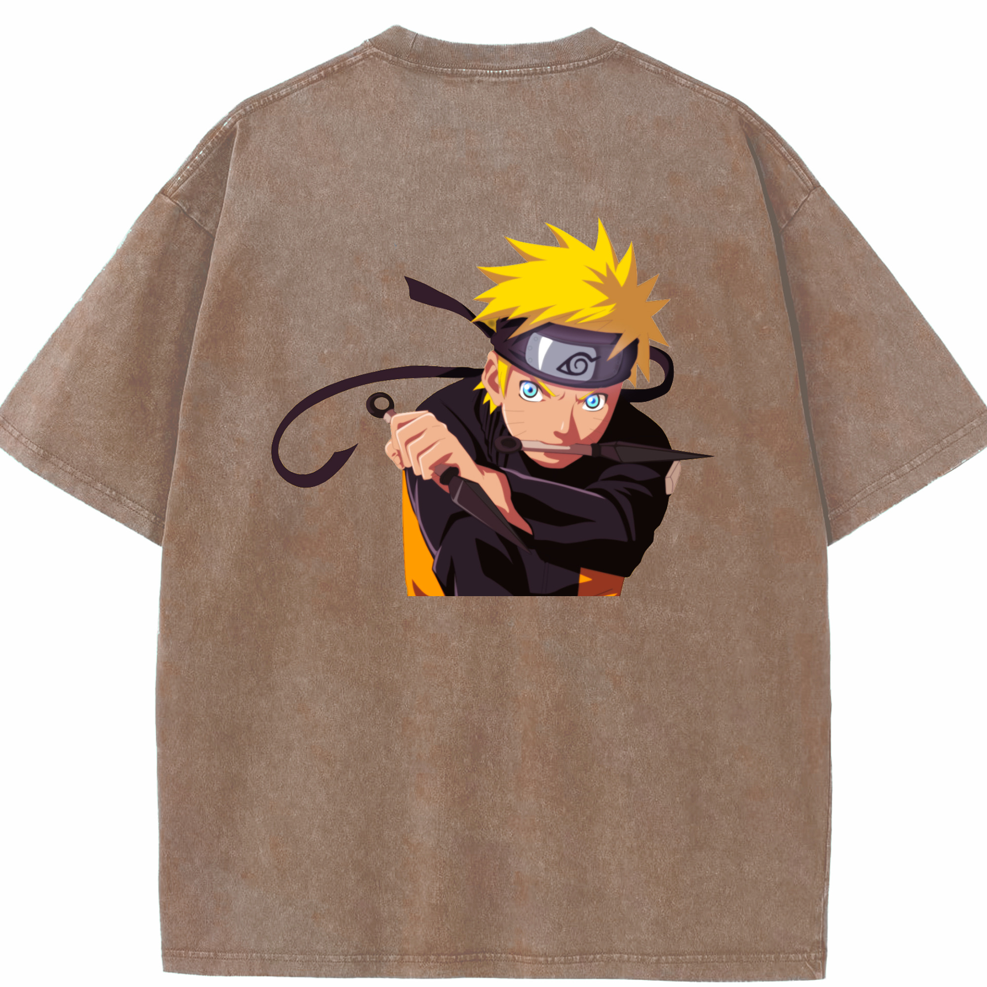 （画像用） NARUTO -ナルト- うずまき ナルト Uzumaki Naruto 綿100% ヴィンテージ風 半袖Tシャツ（背面プリント）