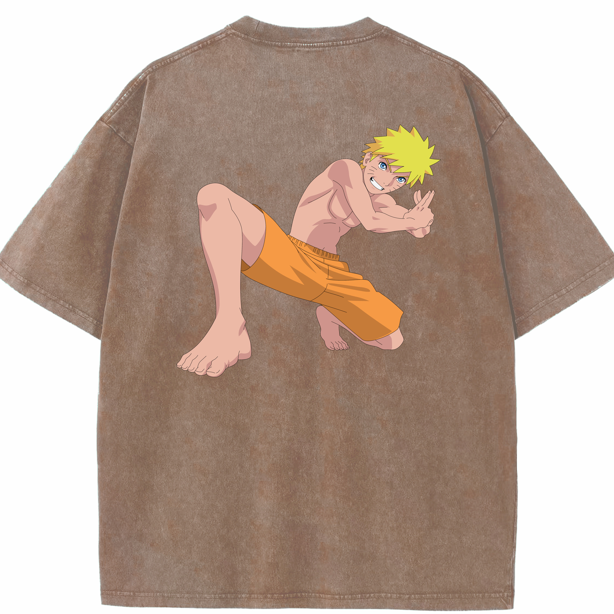 （画像用） NARUTO -ナルト- うずまき ナルト Uzumaki Naruto 綿100% ヴィンテージ風 半袖Tシャツ（背面プリント）