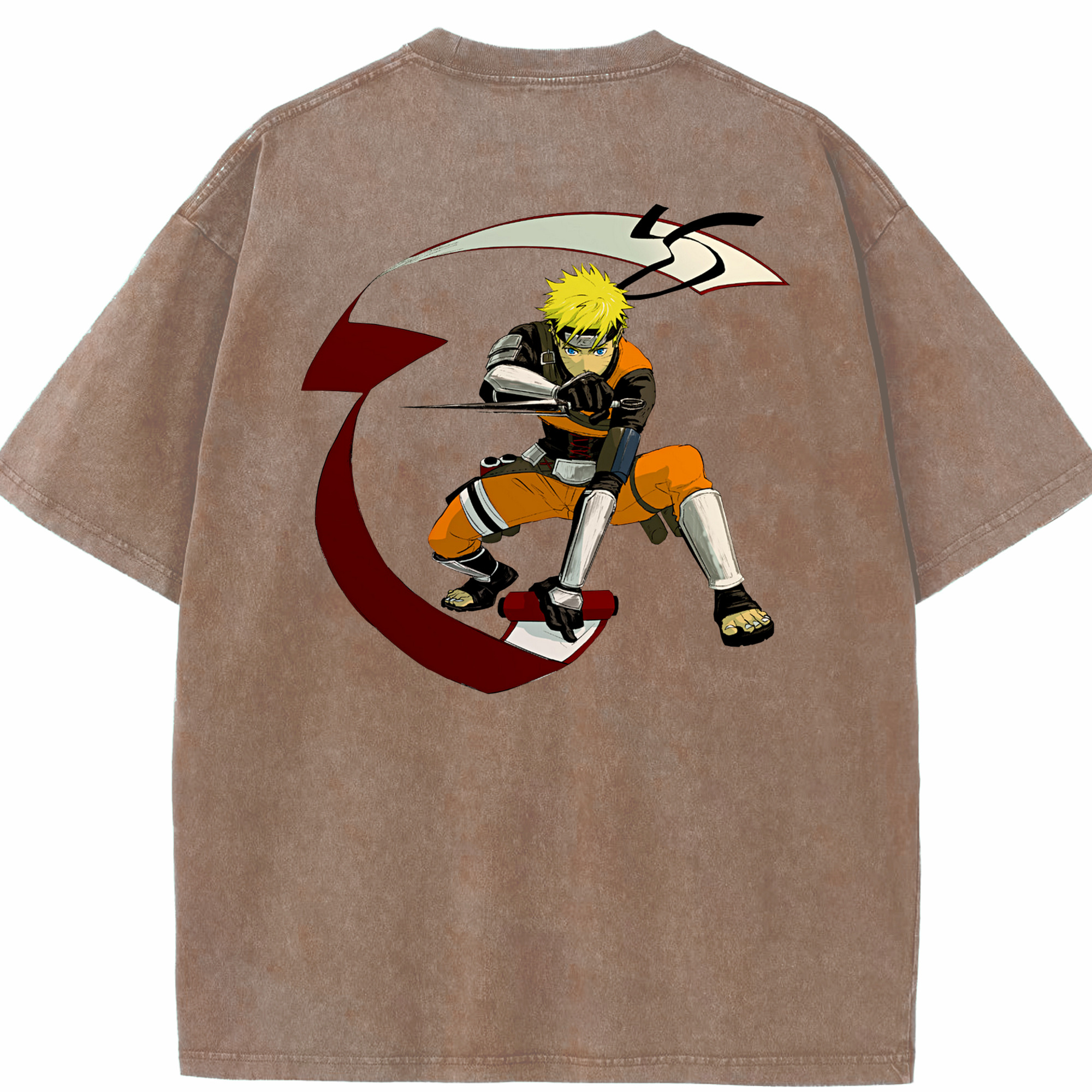 （画像用） NARUTO -ナルト- うずまき ナルト Uzumaki Naruto 綿100% ヴィンテージ風 半袖Tシャツ（背面プリント）