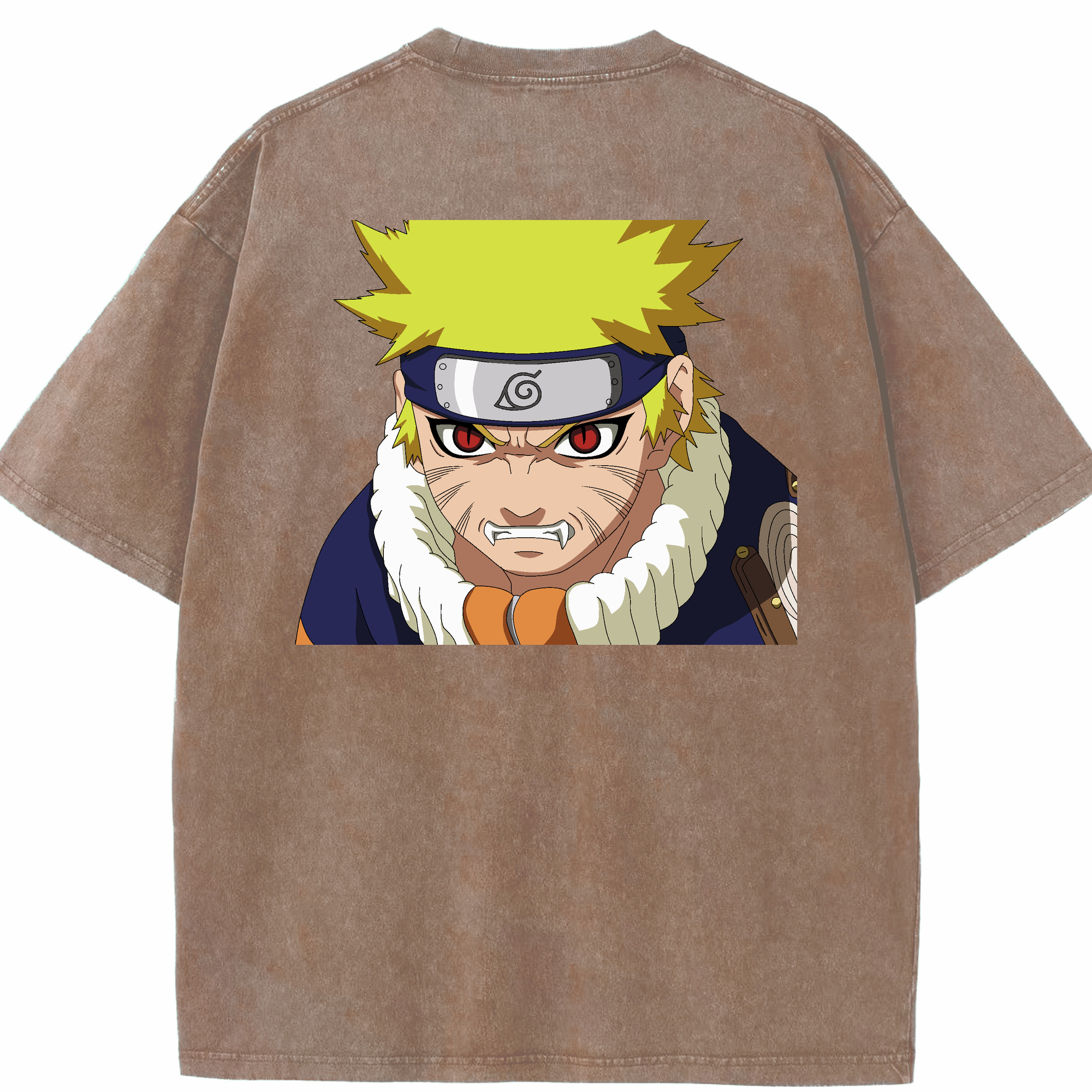 （画像用） NARUTO -ナルト- うずまき ナルト Uzumaki Naruto 綿100% ヴィンテージ風 半袖Tシャツ（背面プリント）