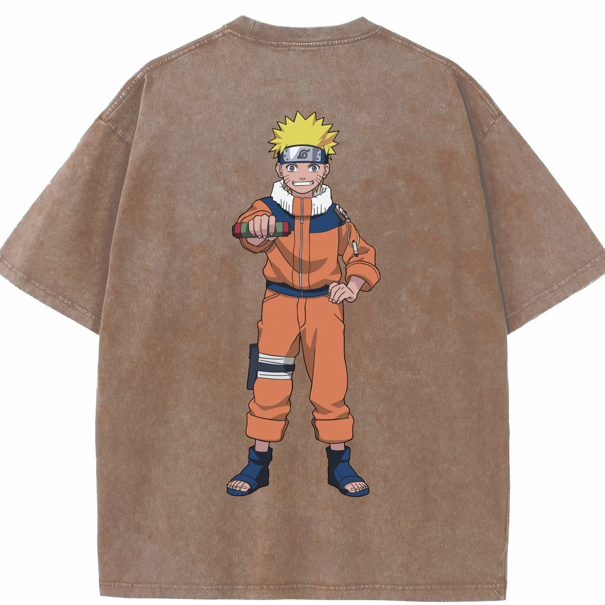 （画像用） NARUTO -ナルト- うずまき ナルト Uzumaki Naruto 綿100% ヴィンテージ風 半袖Tシャツ（背面プリント）