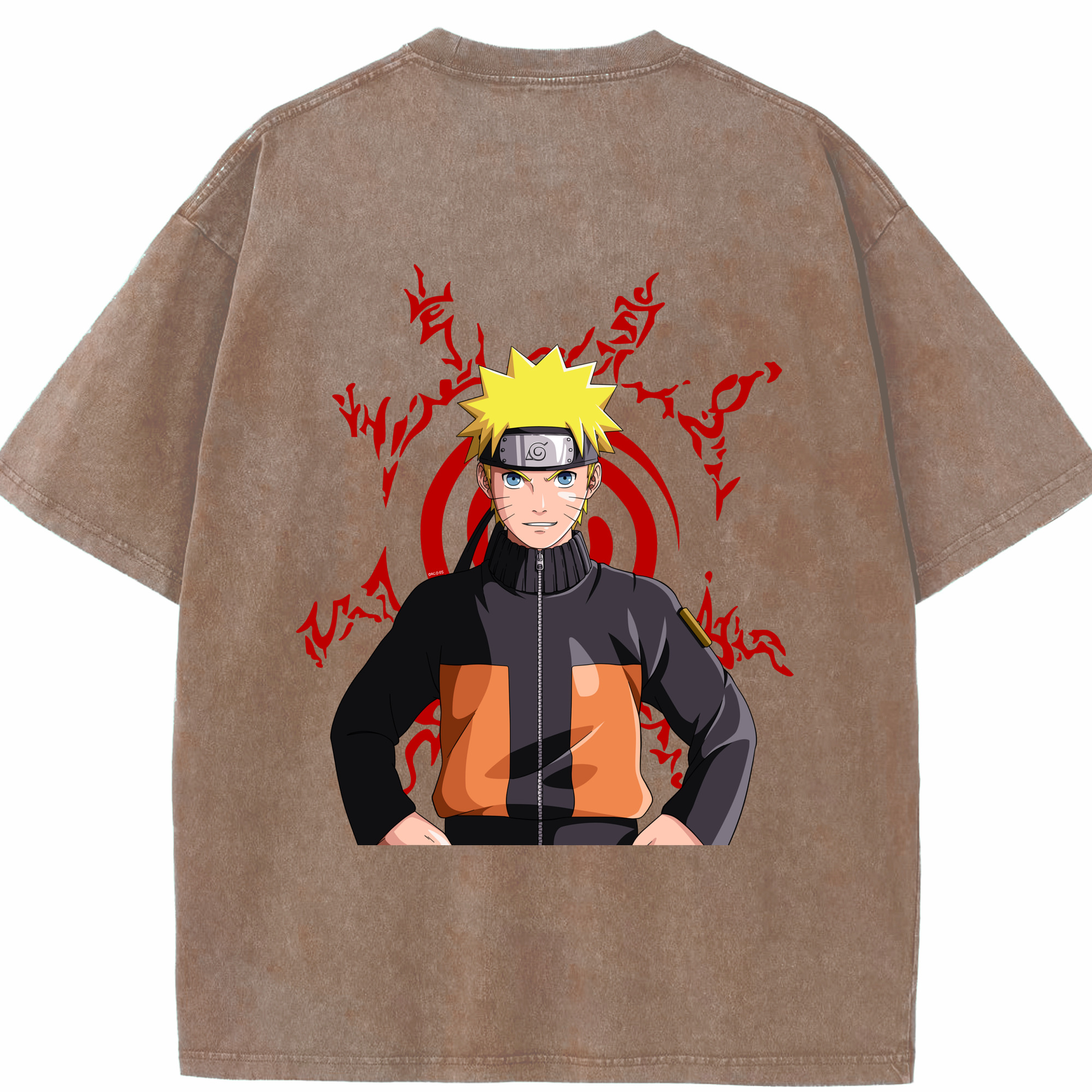 （画像用） NARUTO -ナルト- うずまき ナルト Uzumaki Naruto 綿100% ヴィンテージ風 半袖Tシャツ（背面プリント）