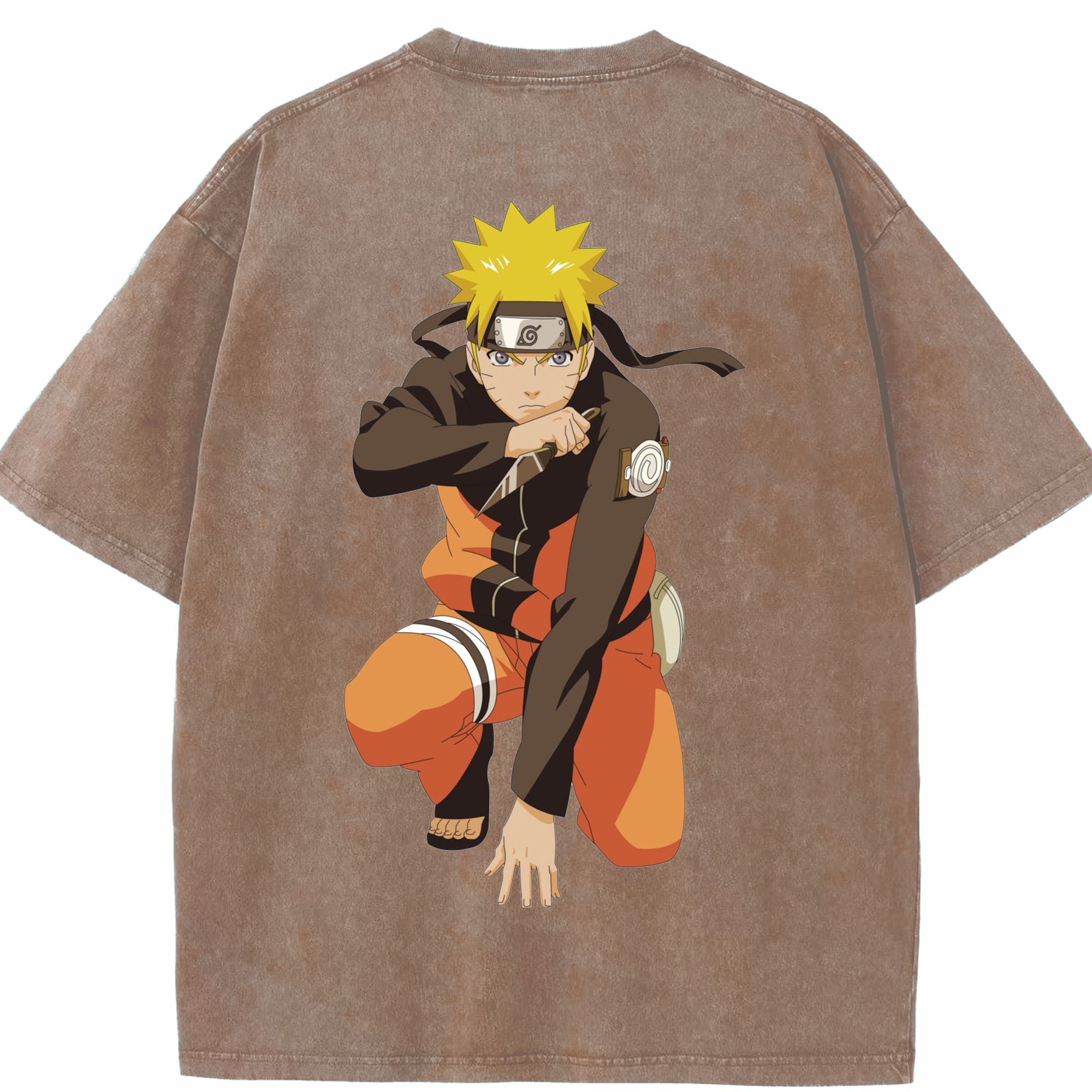 （画像用） NARUTO -ナルト- うずまき ナルト Uzumaki Naruto 綿100% ヴィンテージ風 半袖Tシャツ（背面プリント）
