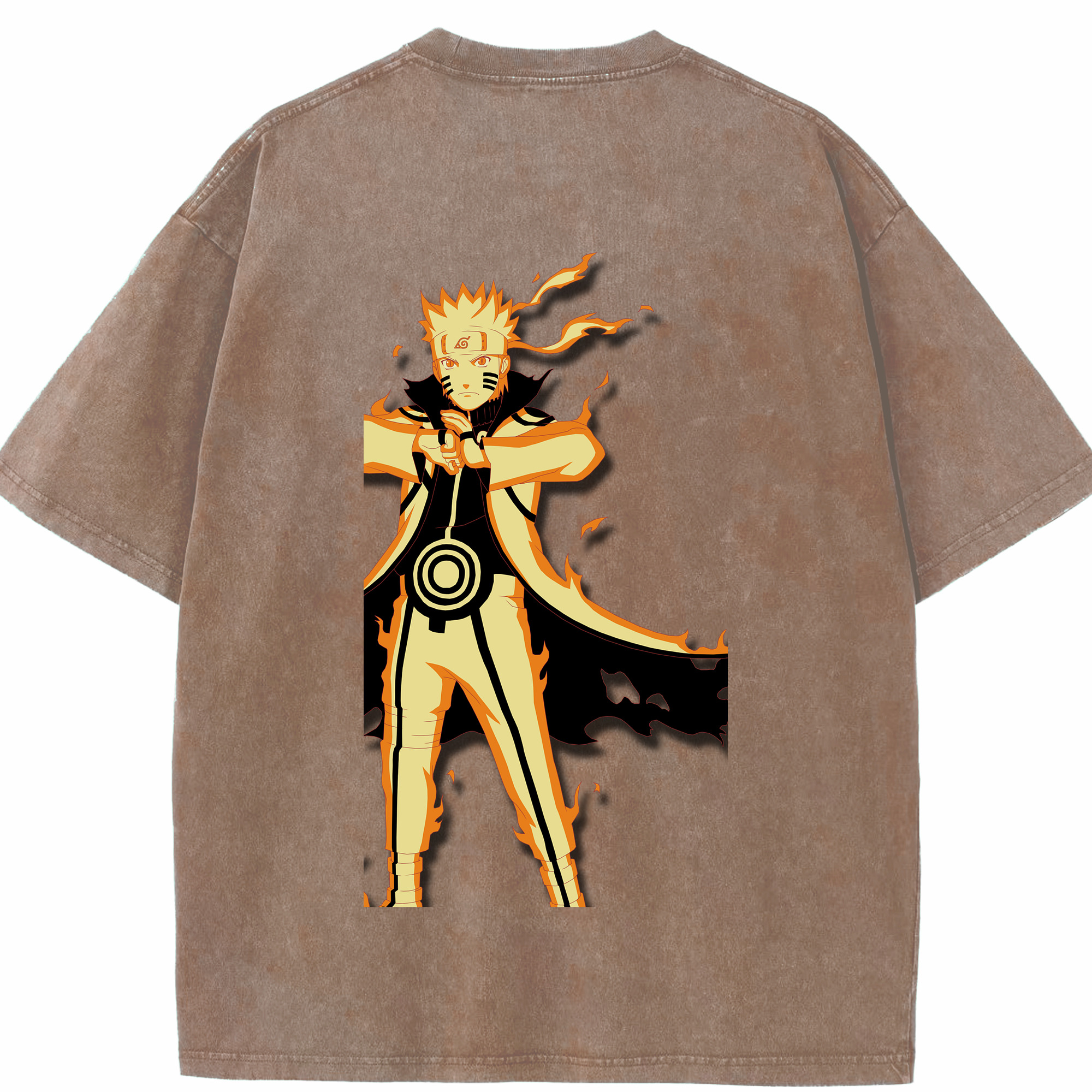 （画像用） NARUTO -ナルト- うずまき ナルト Uzumaki Naruto 綿100% ヴィンテージ風 半袖Tシャツ（背面プリント）