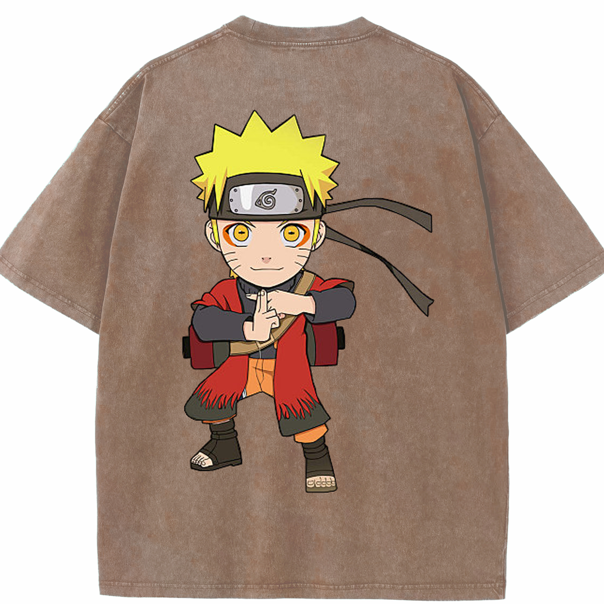 （画像用） NARUTO -ナルト- うずまき ナルト Uzumaki Naruto 綿100% ヴィンテージ風 半袖Tシャツ（背面プリント）