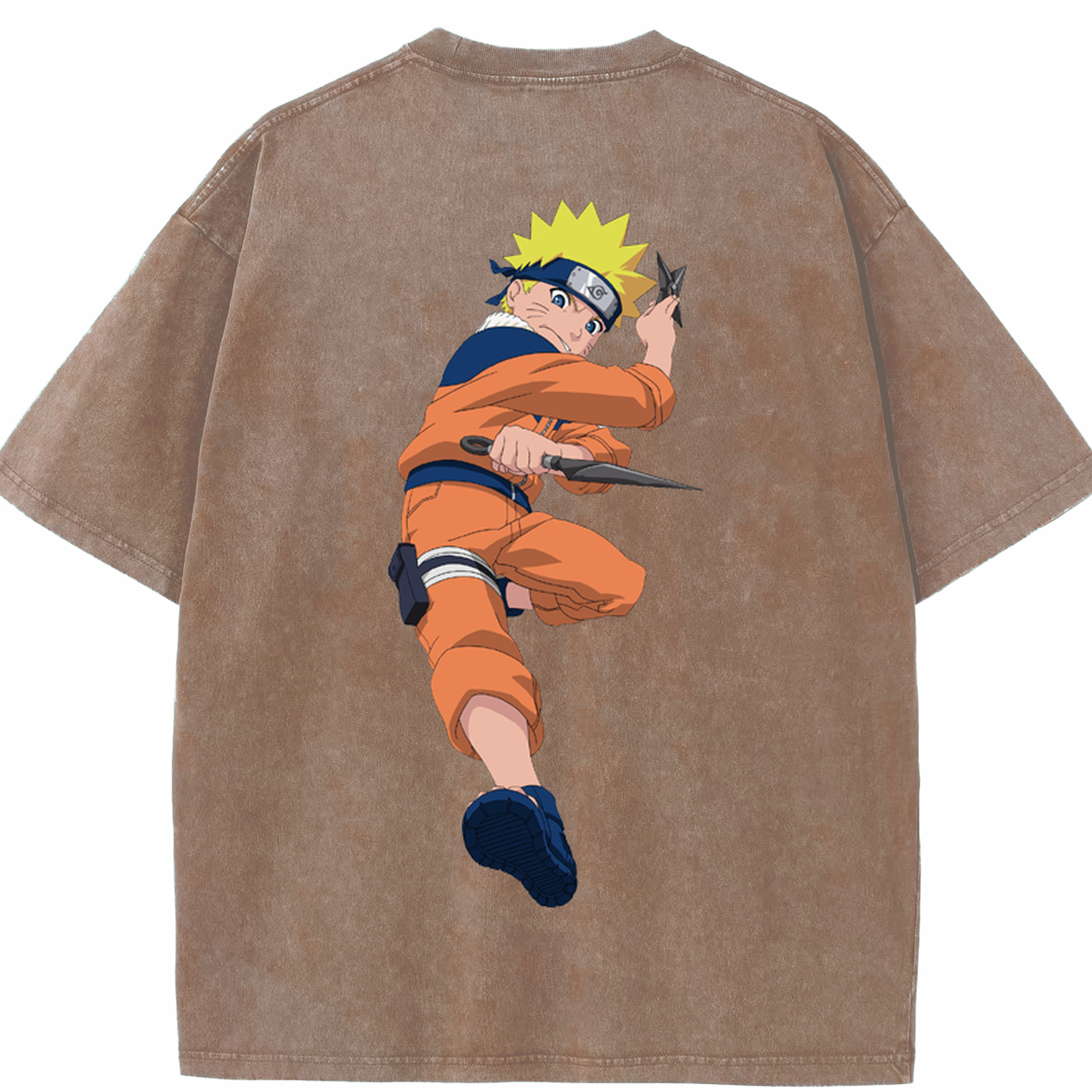 （画像用） NARUTO -ナルト- うずまき ナルト Uzumaki Naruto 綿100% ヴィンテージ風 半袖Tシャツ（背面プリント）