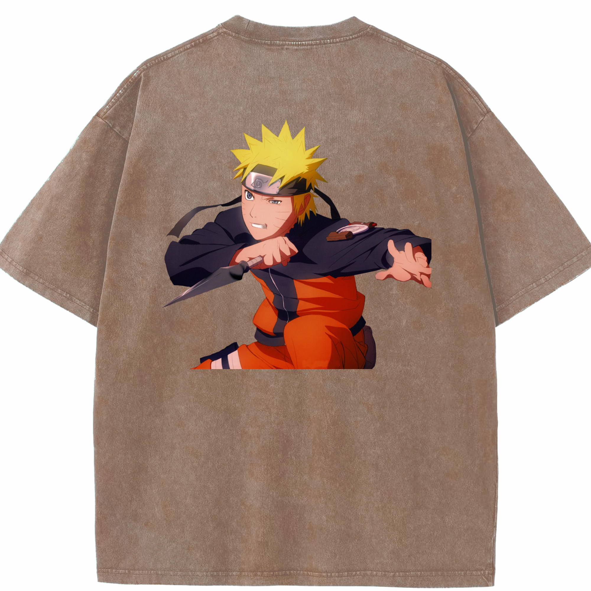 （画像用） NARUTO -ナルト- うずまき ナルト Uzumaki Naruto 綿100% ヴィンテージ風 半袖Tシャツ（背面プリント）