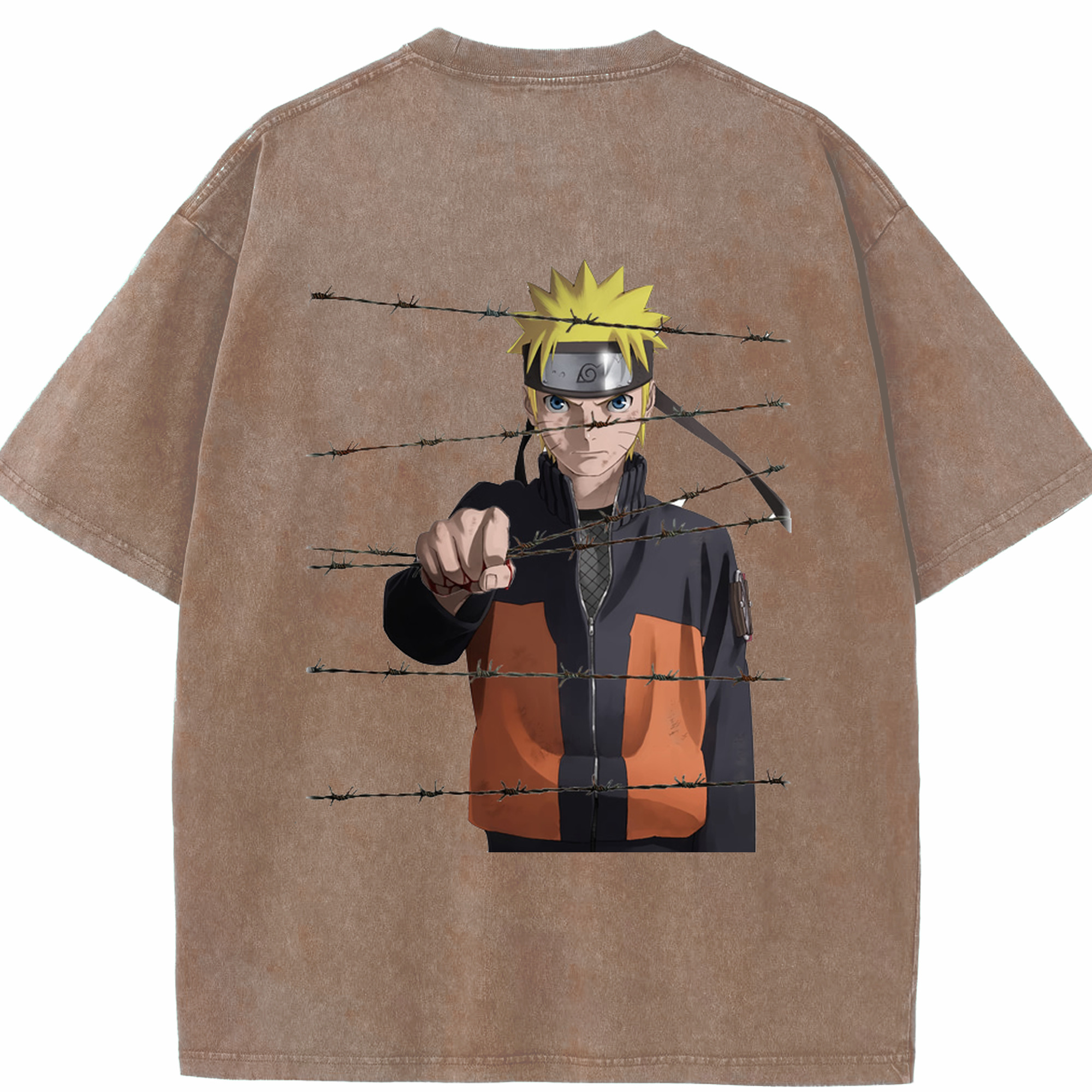 （画像用） NARUTO -ナルト- うずまき ナルト Uzumaki Naruto 綿100% ヴィンテージ風 半袖Tシャツ（背面プリント）
