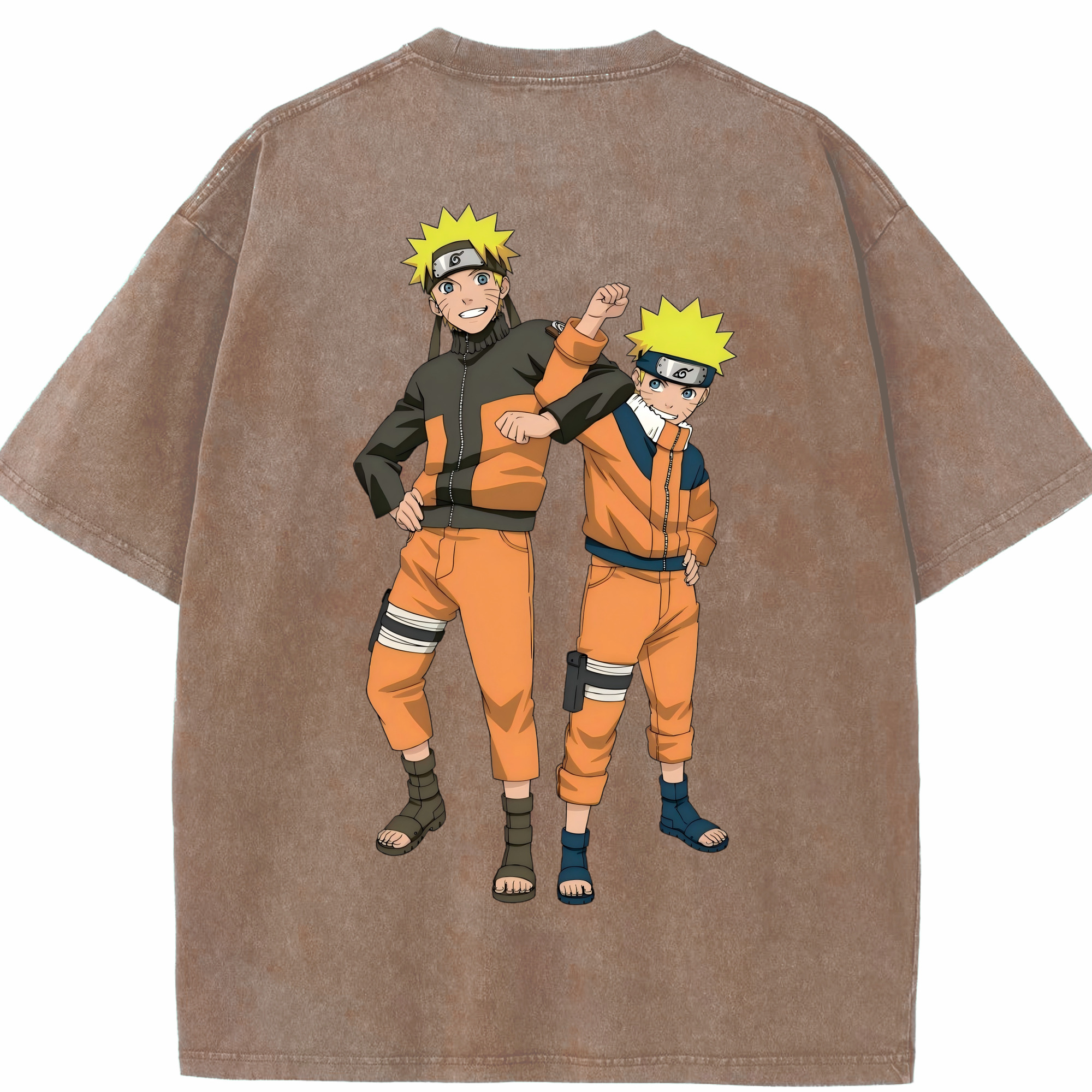 （画像用） NARUTO -ナルト- うずまき ナルト Uzumaki Naruto 綿100% ヴィンテージ風 半袖Tシャツ（背面プリント）