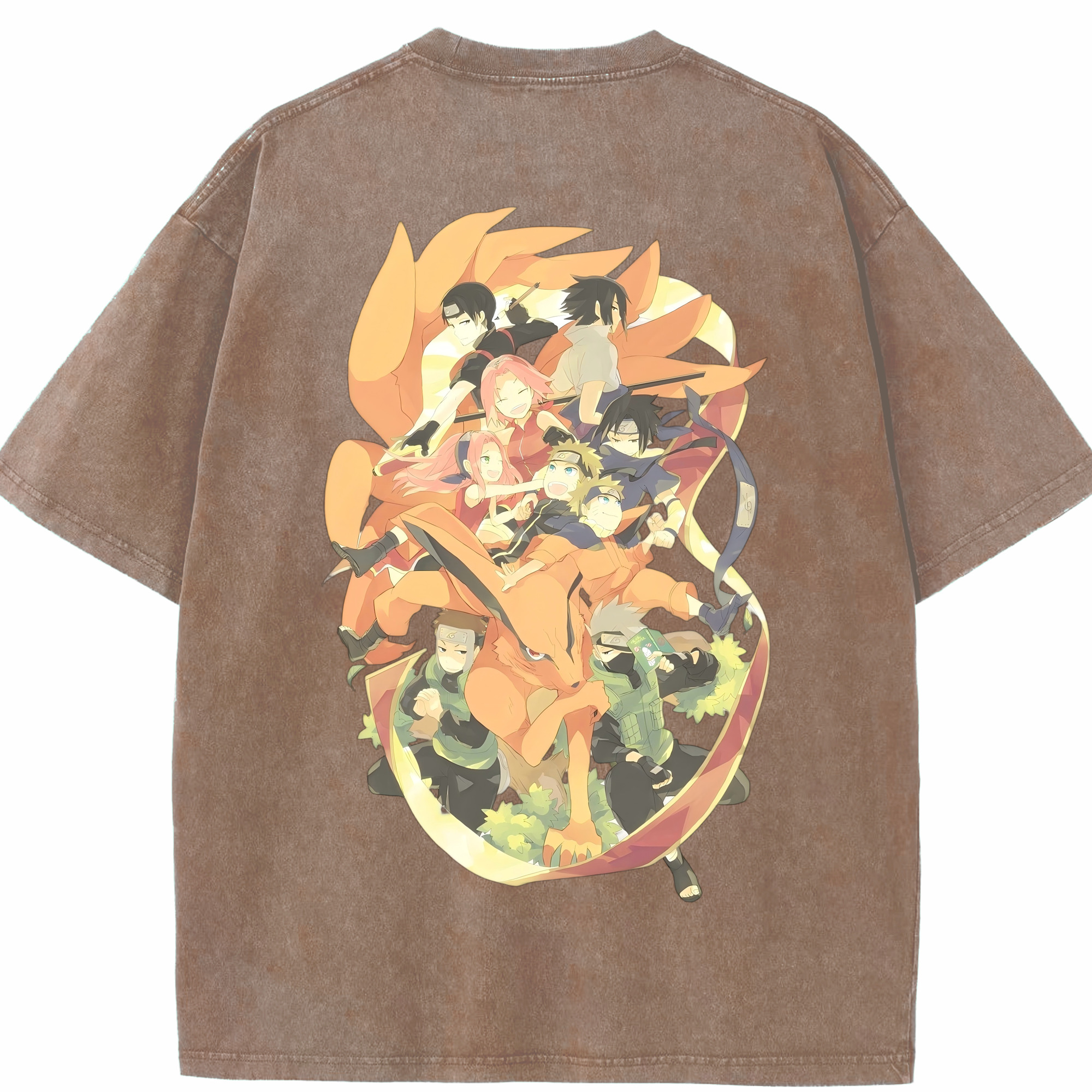 （画像用） NARUTO -ナルト- うずまき ナルト Uzumaki Naruto 綿100% ヴィンテージ風 半袖Tシャツ（背面プリント）