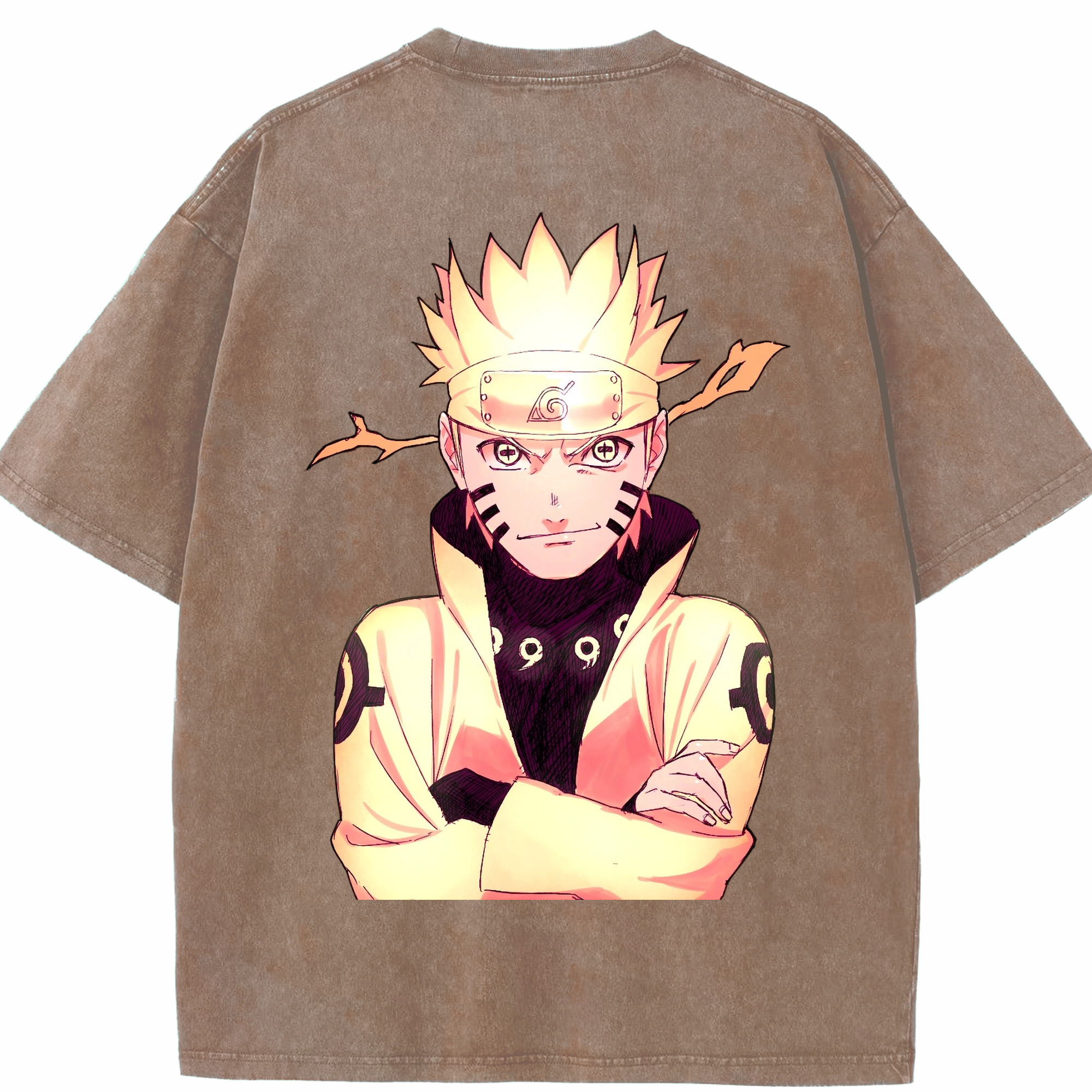 （画像用） NARUTO -ナルト- うずまき ナルト Uzumaki Naruto 綿100% ヴィンテージ風 半袖Tシャツ（背面プリント）