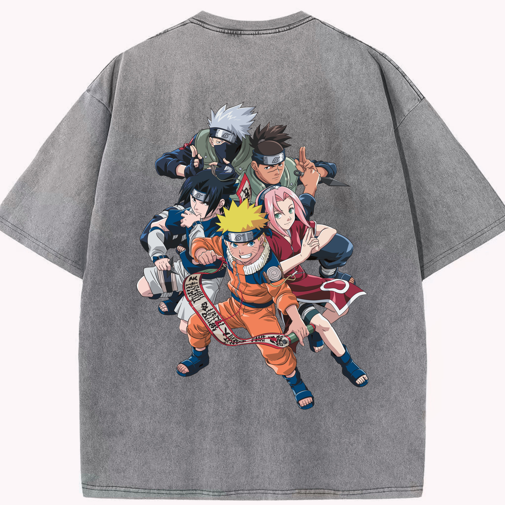 （画像用） NARUTO -ナルト- うずまき ナルト Uzumaki Naruto 綿100% ヴィンテージ風 半袖Tシャツ（背面プリント）