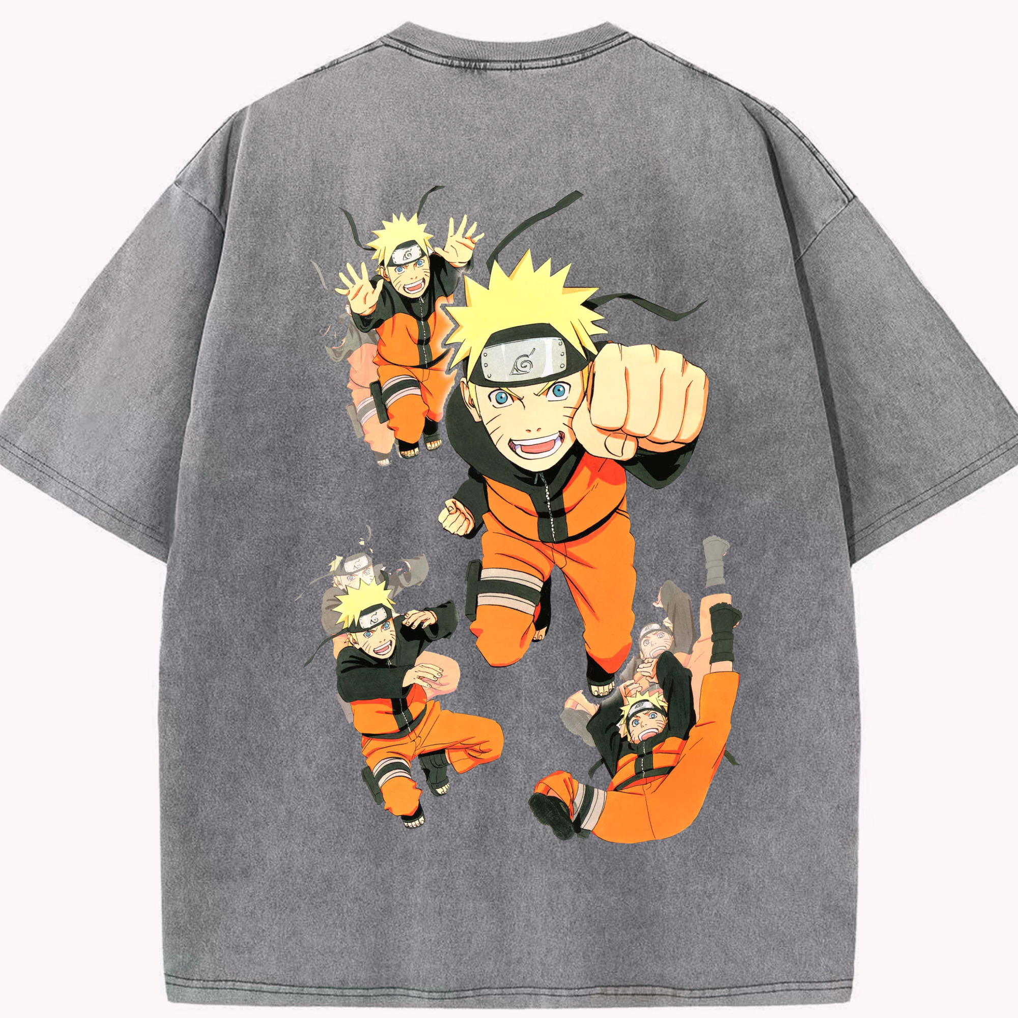 （画像用） NARUTO -ナルト- うずまき ナルト Uzumaki Naruto 綿100% ヴィンテージ風 半袖Tシャツ（背面プリント）