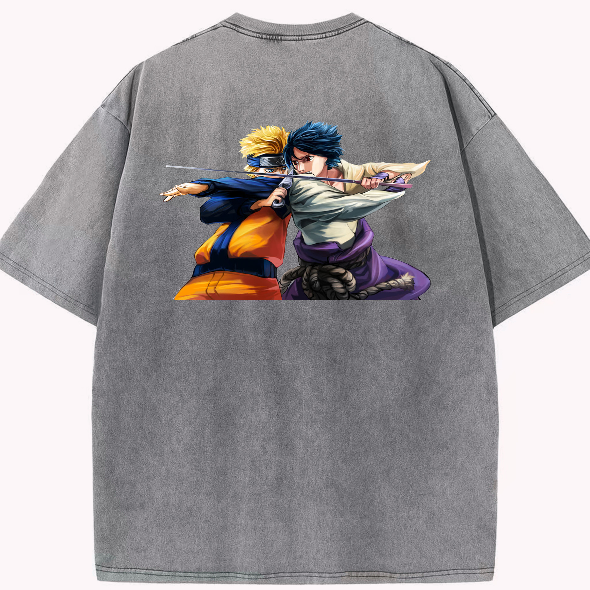 （画像用） NARUTO -ナルト- うずまき ナルト Uzumaki Naruto 綿100% ヴィンテージ風 半袖Tシャツ（背面プリント）