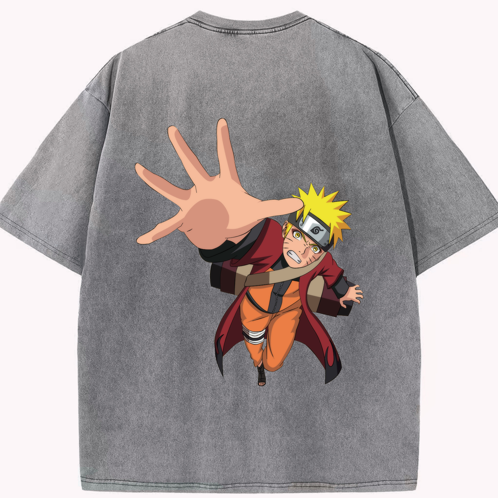 （画像用） NARUTO -ナルト- うずまき ナルト Uzumaki Naruto 綿100% ヴィンテージ風 半袖Tシャツ（背面プリント）