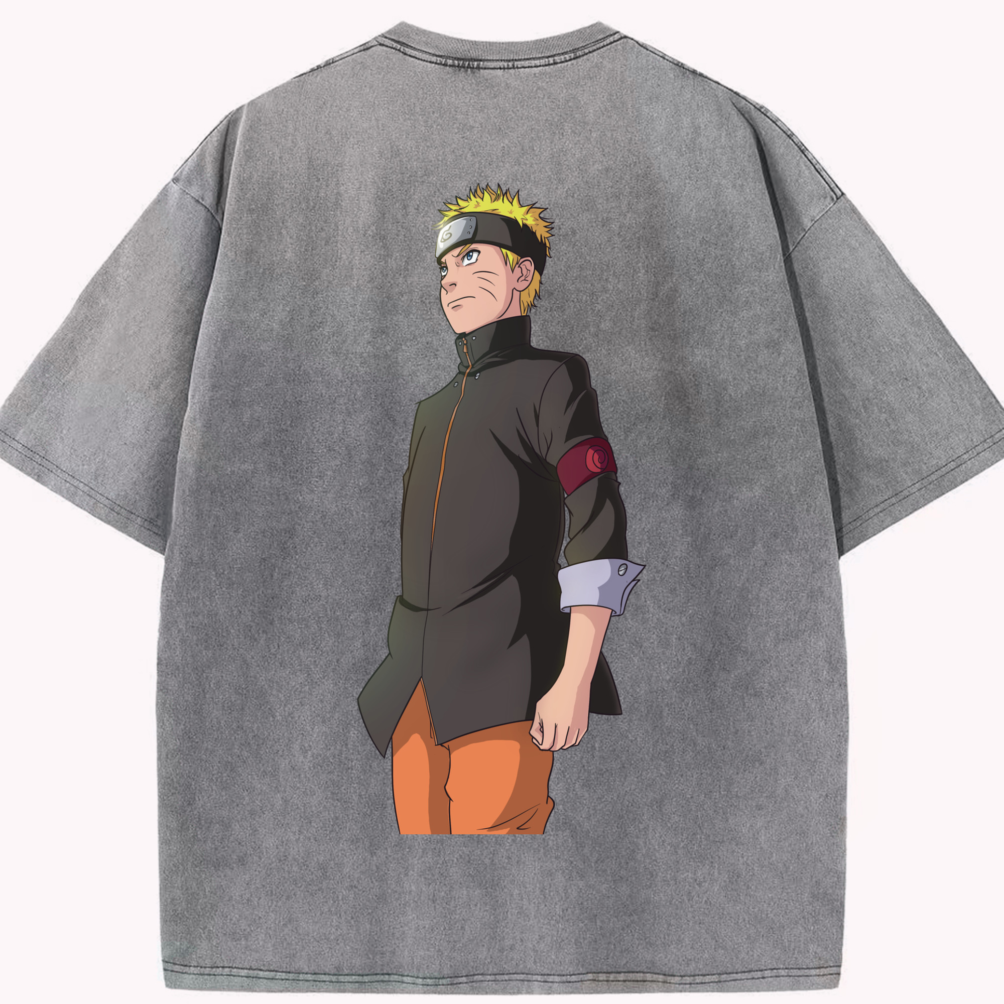 （画像用） NARUTO -ナルト- うずまき ナルト Uzumaki Naruto 綿100% ヴィンテージ風 半袖Tシャツ（背面プリント）