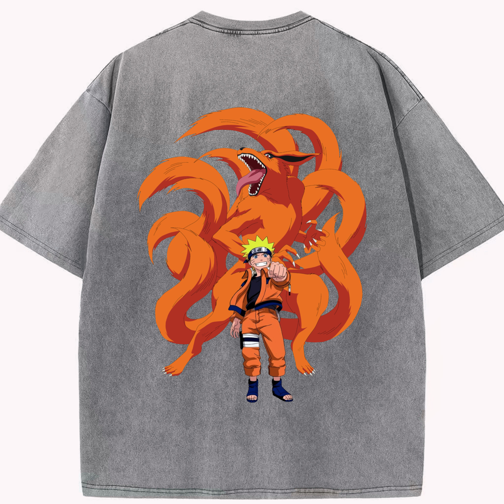 （画像用） NARUTO -ナルト- うずまき ナルト Uzumaki Naruto 綿100% ヴィンテージ風 半袖Tシャツ（背面プリント）