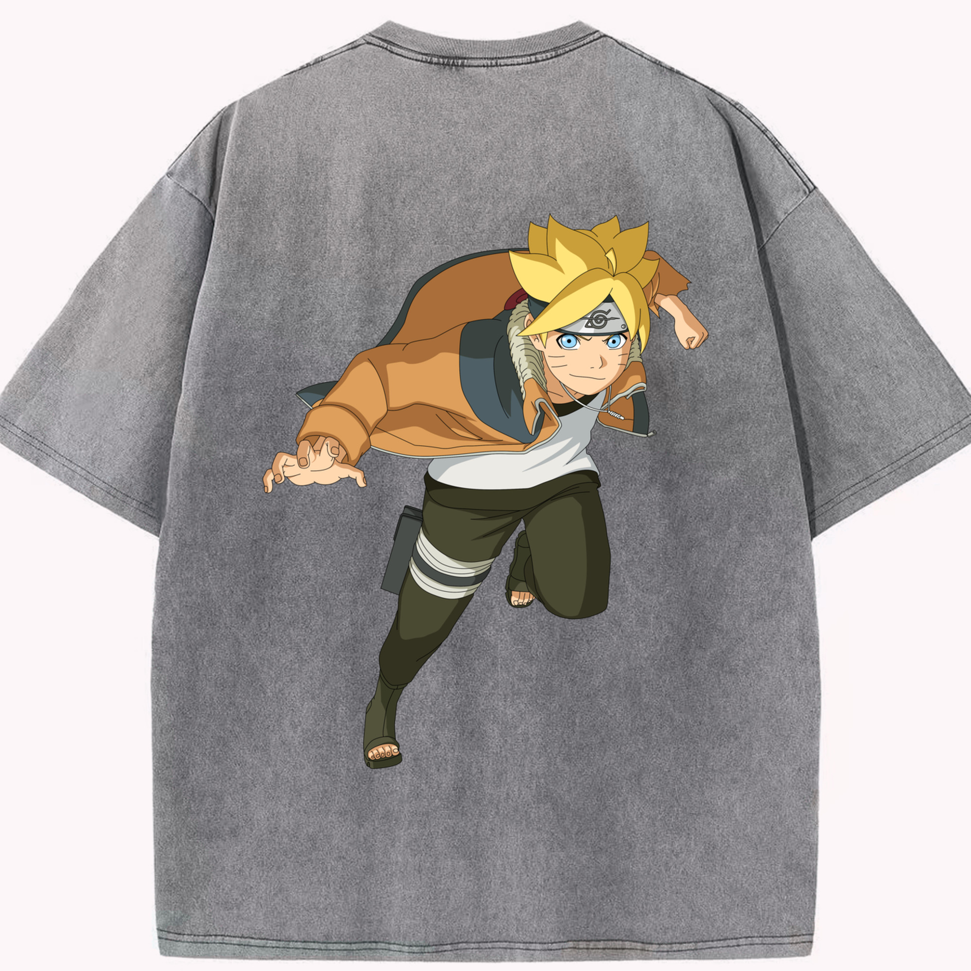 （画像用） NARUTO -ナルト- うずまき ナルト Uzumaki Naruto 綿100% ヴィンテージ風 半袖Tシャツ（背面プリント）