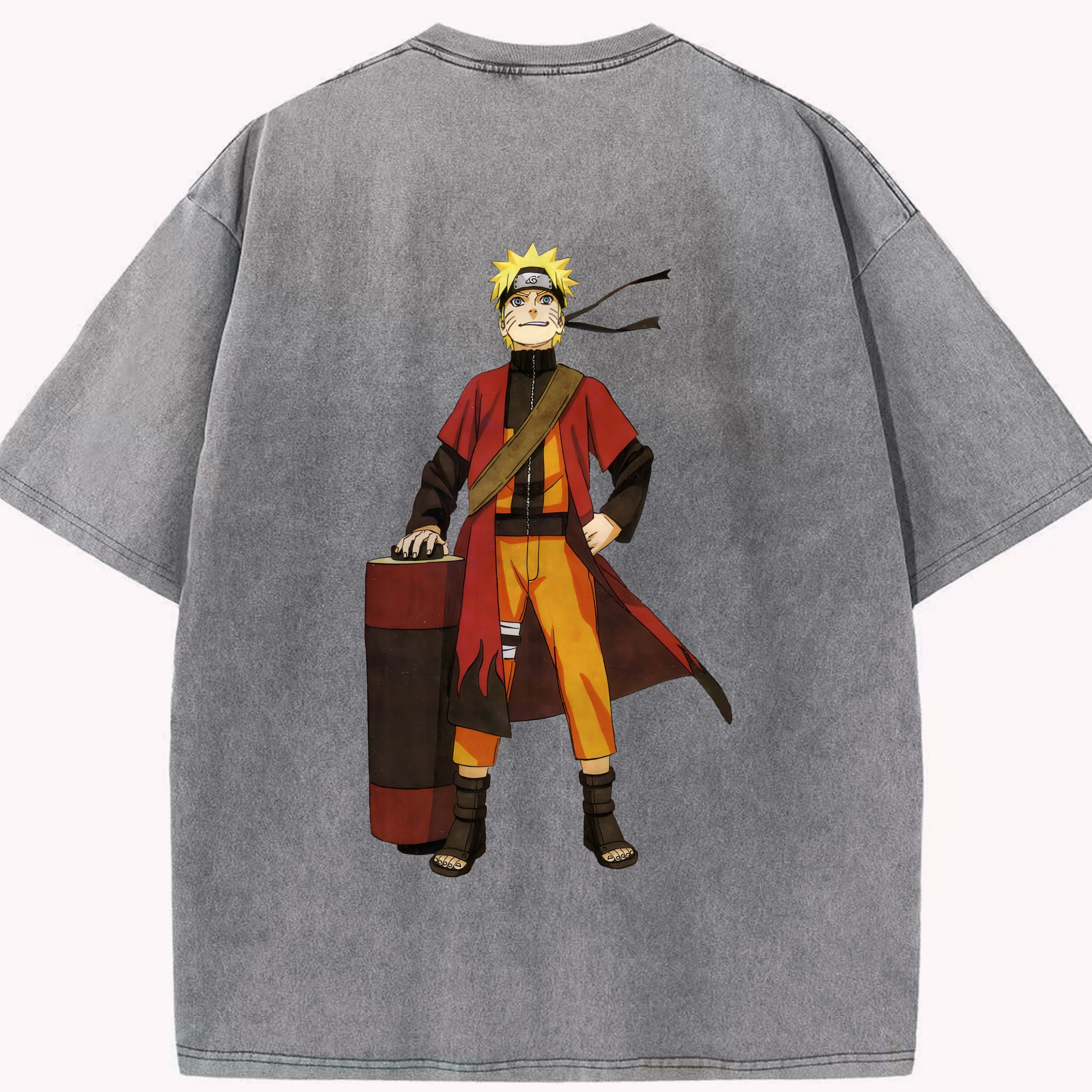 （画像用） NARUTO -ナルト- うずまき ナルト Uzumaki Naruto 綿100% ヴィンテージ風 半袖Tシャツ（背面プリント）