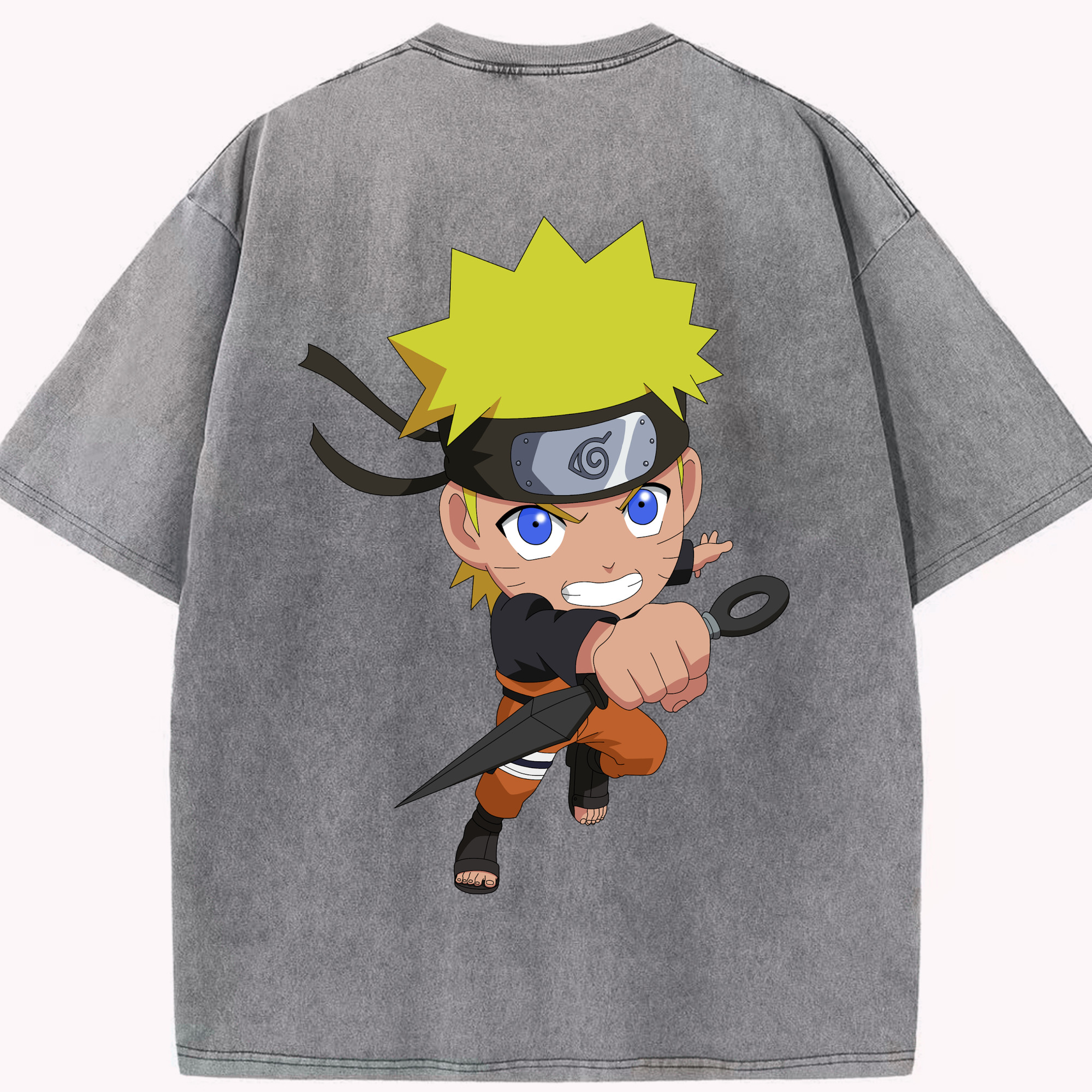 （画像用） NARUTO -ナルト- うずまき ナルト Uzumaki Naruto 綿100% ヴィンテージ風 半袖Tシャツ（背面プリント）