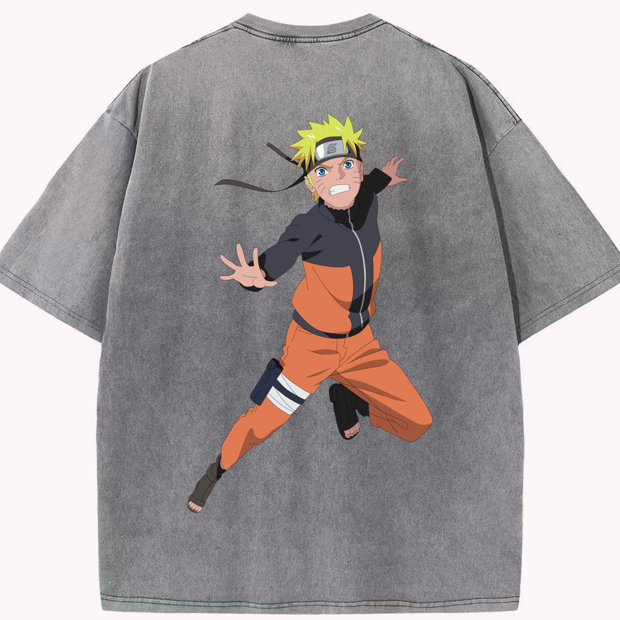 （画像用） NARUTO -ナルト- うずまき ナルト Uzumaki Naruto 綿100% ヴィンテージ風 半袖Tシャツ（背面プリント）