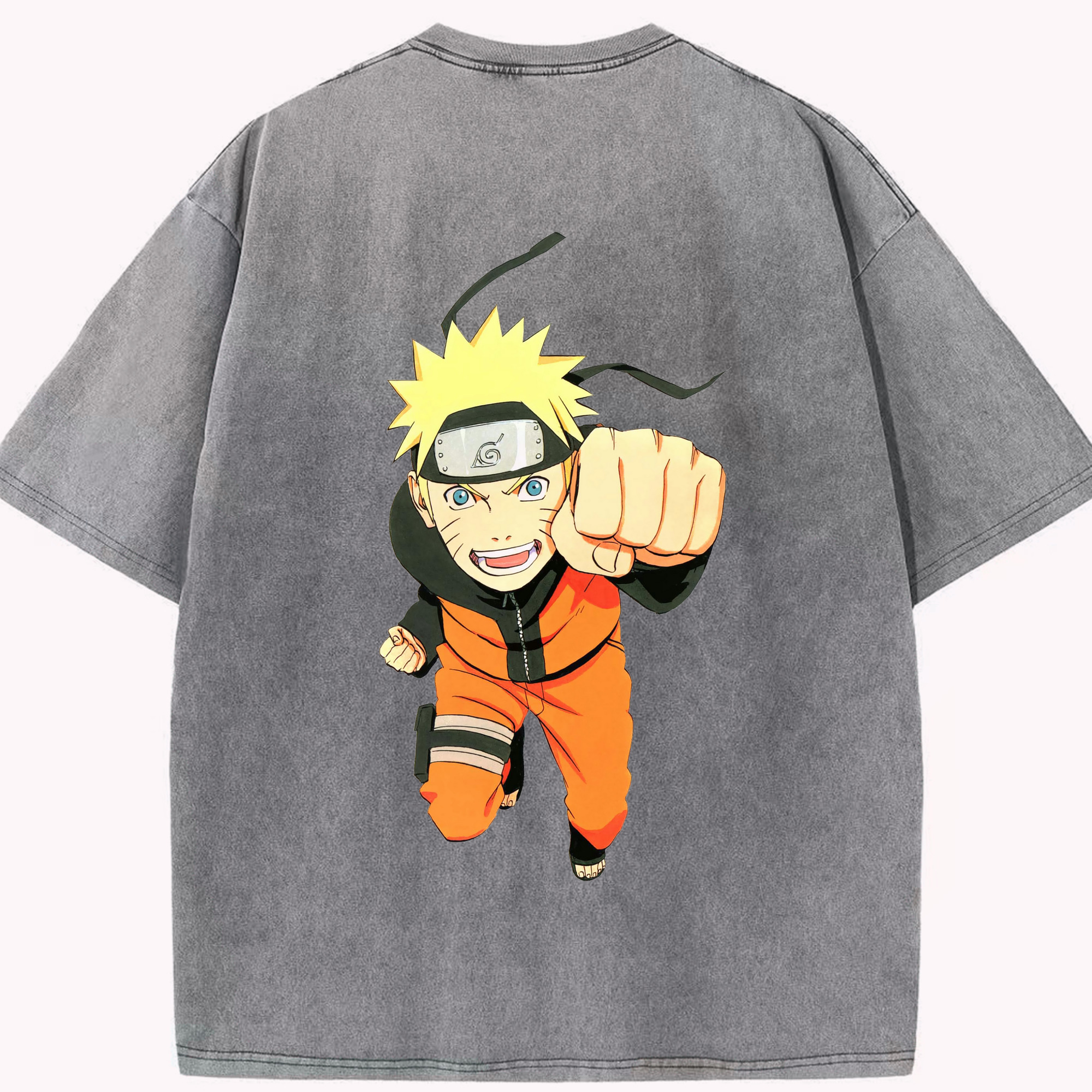 （画像用） NARUTO -ナルト- うずまき ナルト Uzumaki Naruto 綿100% ヴィンテージ風 半袖Tシャツ（背面プリント）