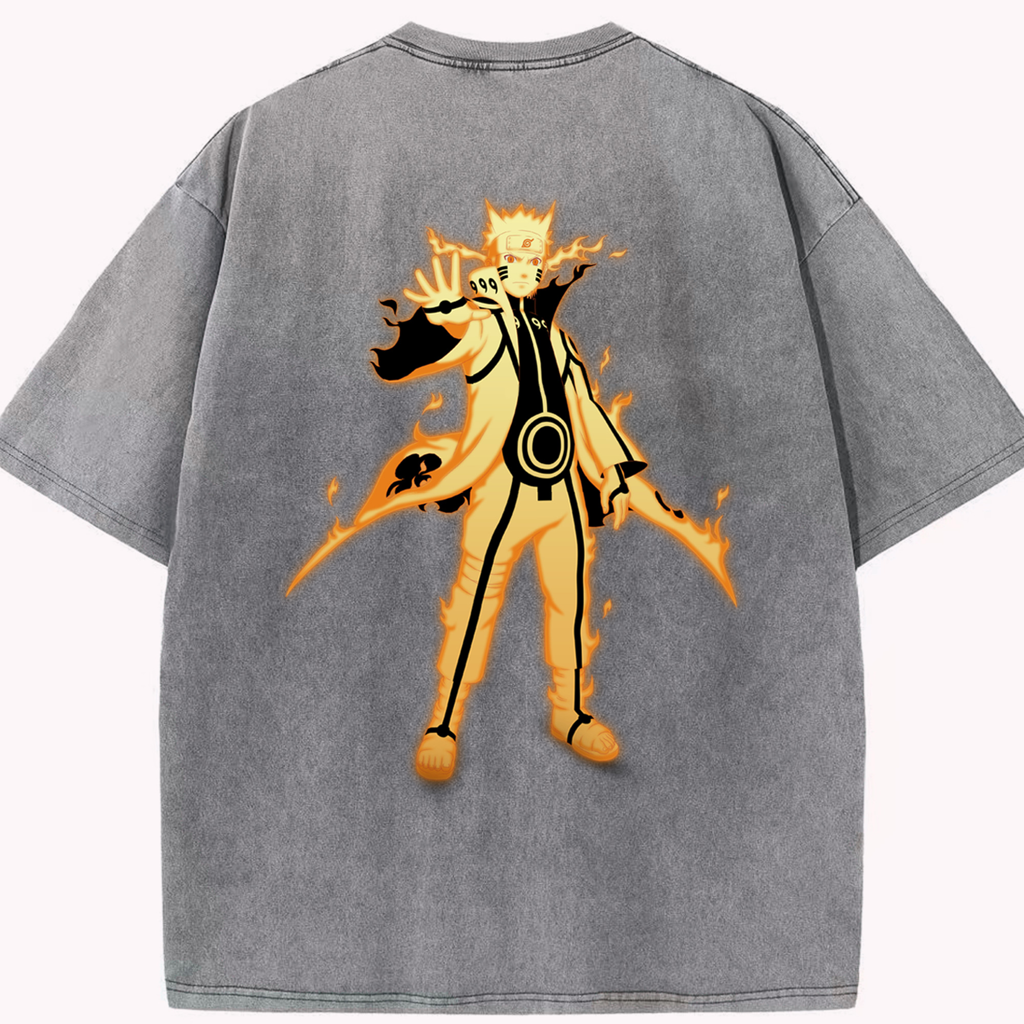 （画像用） NARUTO -ナルト- うずまき ナルト Uzumaki Naruto 綿100% ヴィンテージ風 半袖Tシャツ（背面プリント）