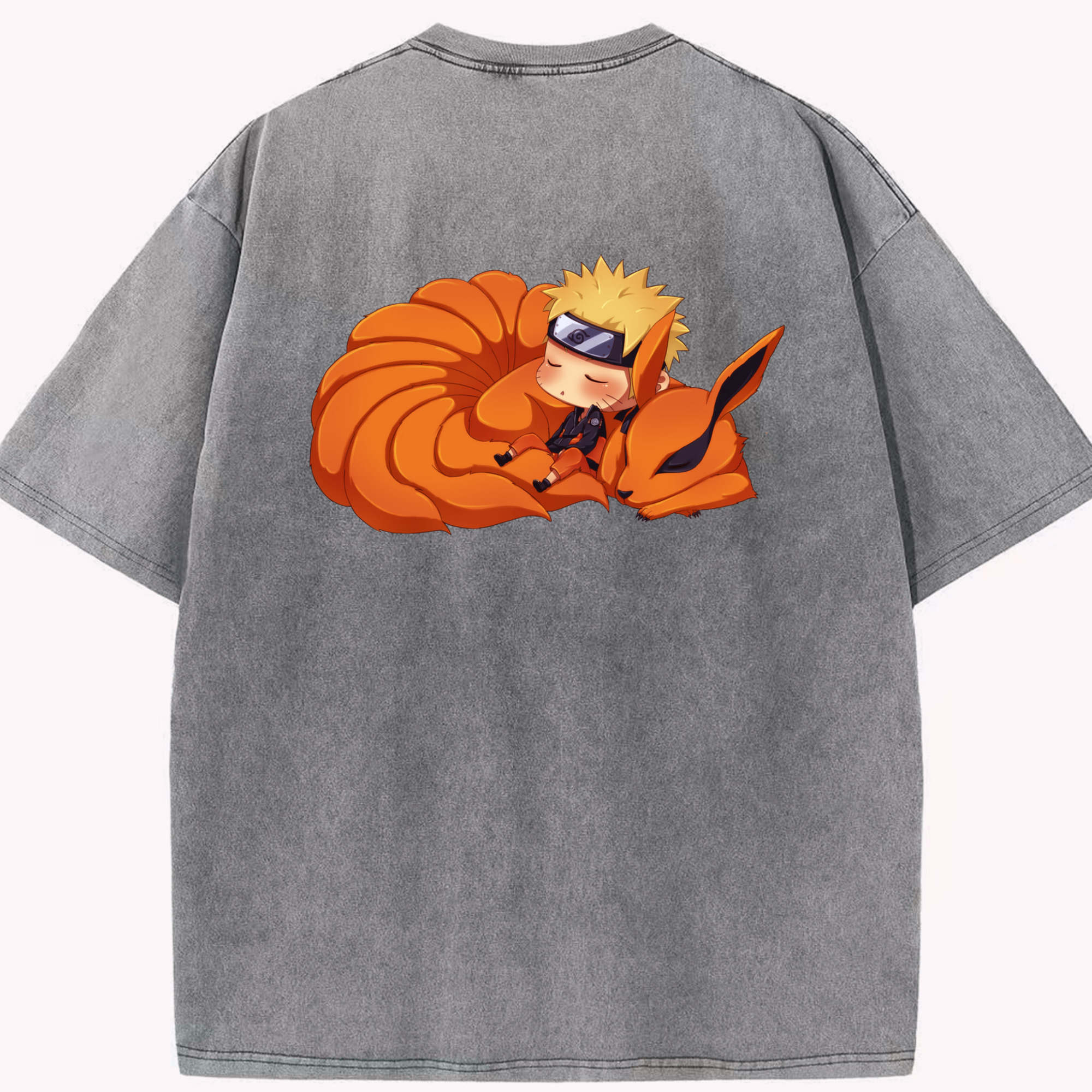 （画像用） NARUTO -ナルト- うずまき ナルト Uzumaki Naruto 綿100% ヴィンテージ風 半袖Tシャツ（背面プリント）