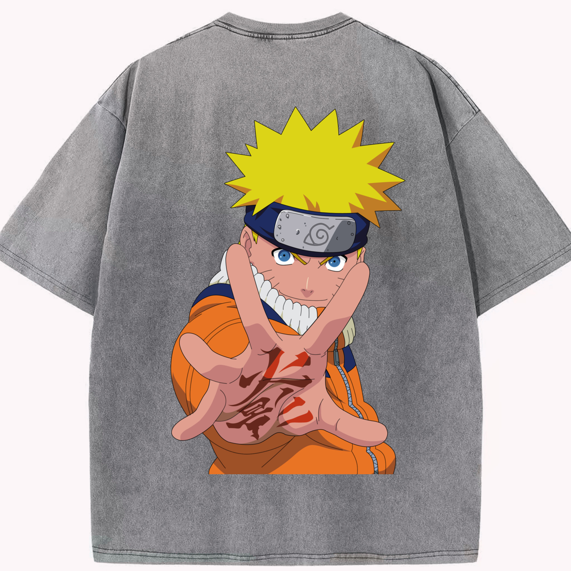 （画像用） NARUTO -ナルト- うずまき ナルト Uzumaki Naruto 綿100% ヴィンテージ風 半袖Tシャツ（背面プリント）