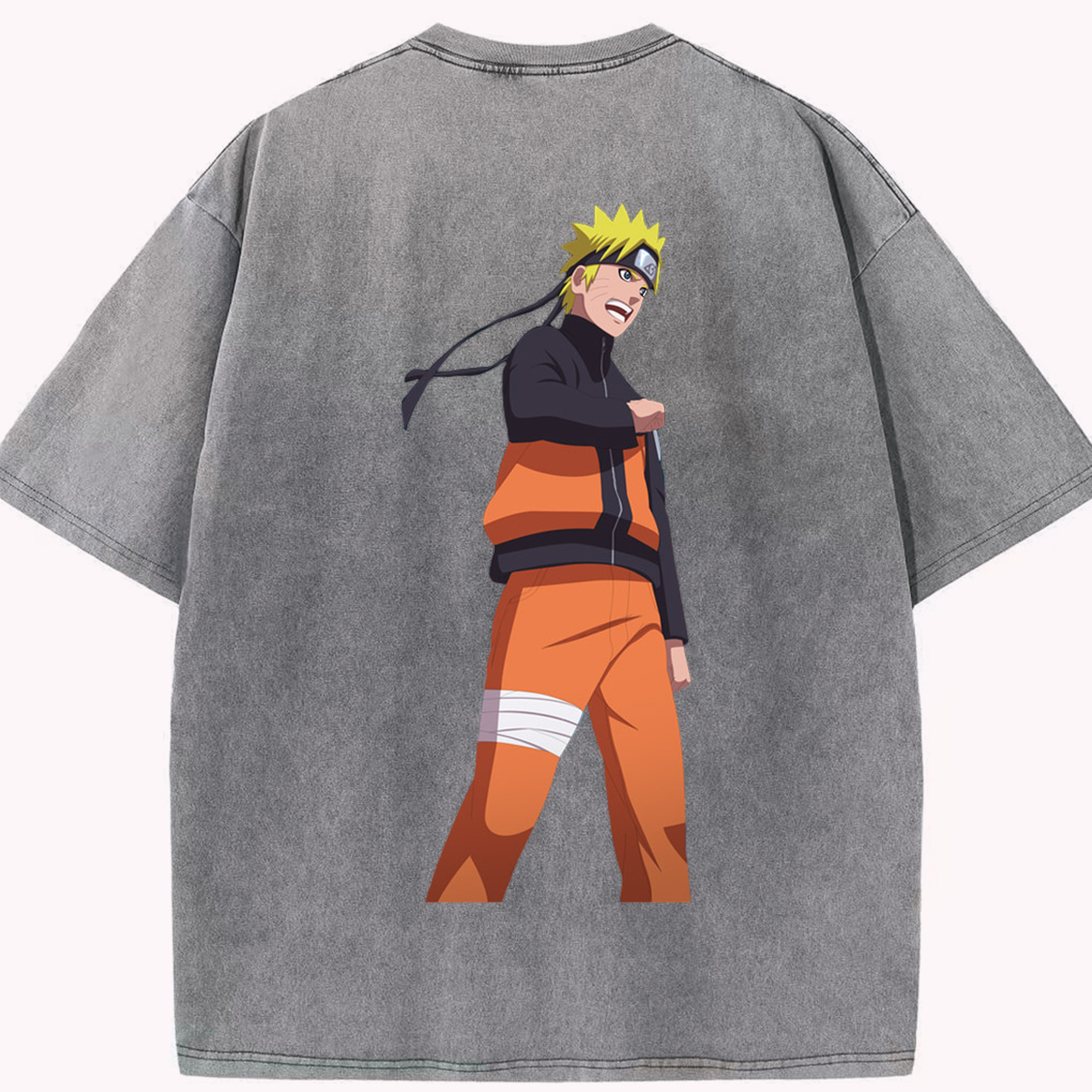 （画像用） NARUTO -ナルト- うずまき ナルト Uzumaki Naruto 綿100% ヴィンテージ風 半袖Tシャツ（背面プリント）