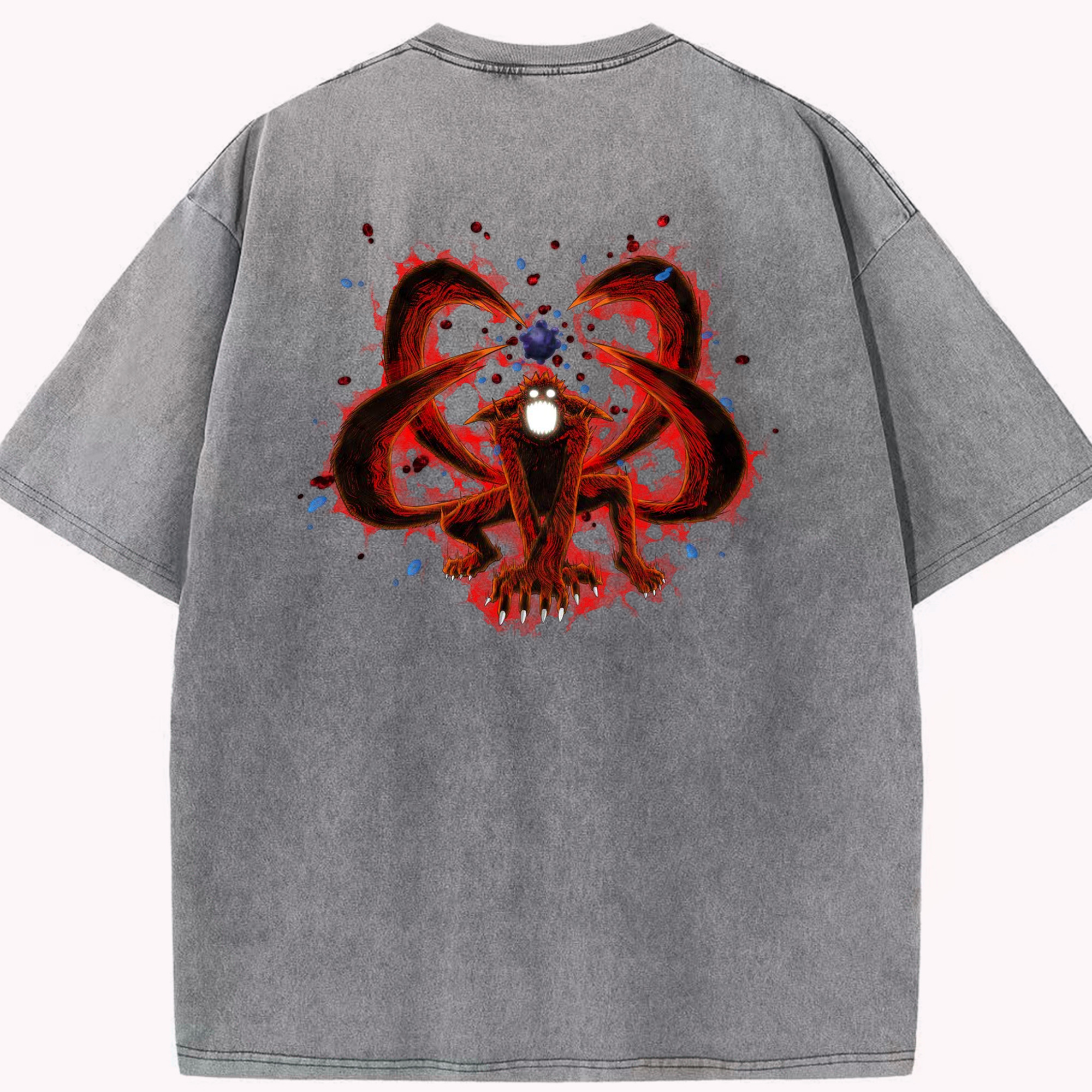 （画像用） NARUTO -ナルト- うずまき ナルト Uzumaki Naruto 綿100% ヴィンテージ風 半袖Tシャツ（背面プリント）