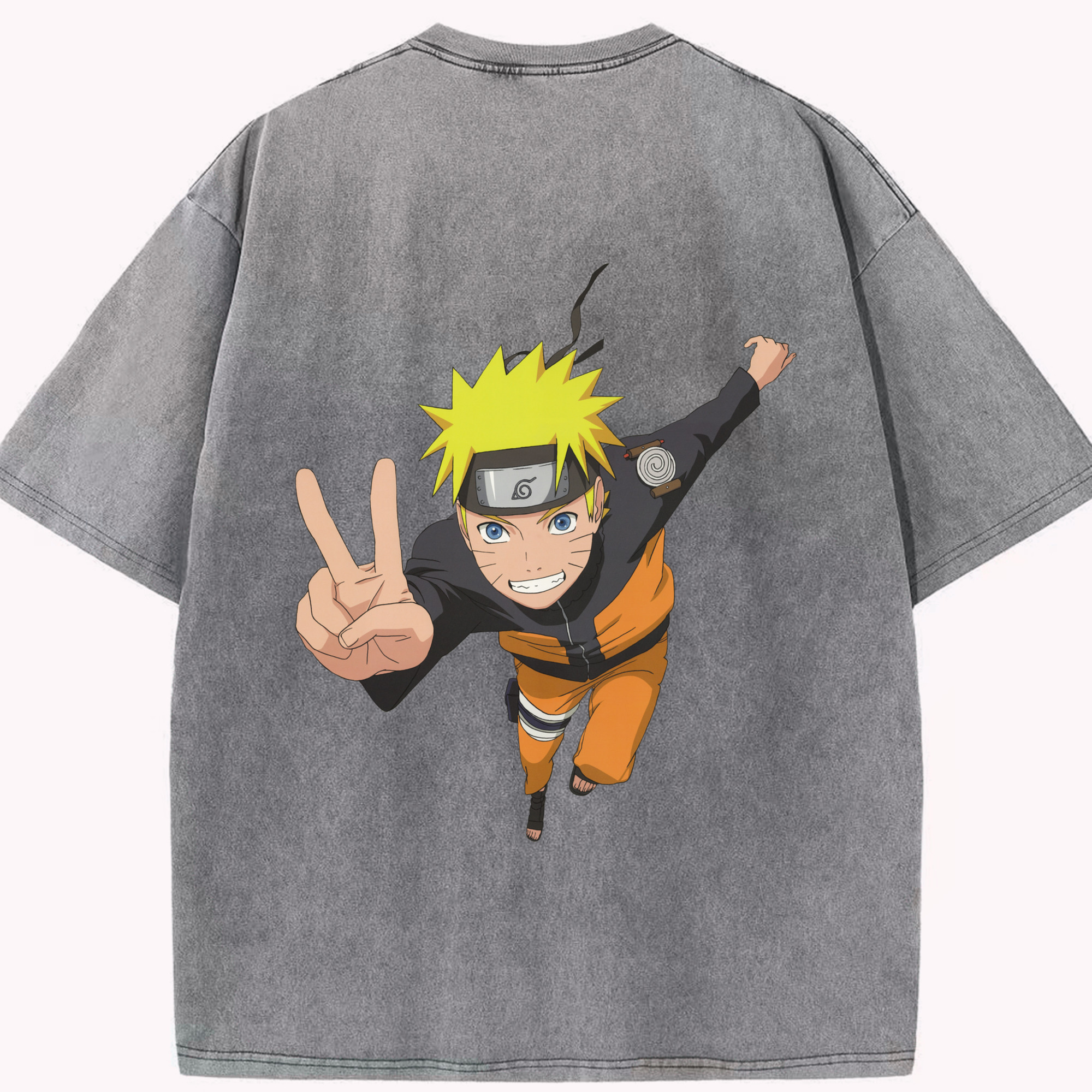 （画像用） NARUTO -ナルト- うずまき ナルト Uzumaki Naruto 綿100% ヴィンテージ風 半袖Tシャツ（背面プリント）