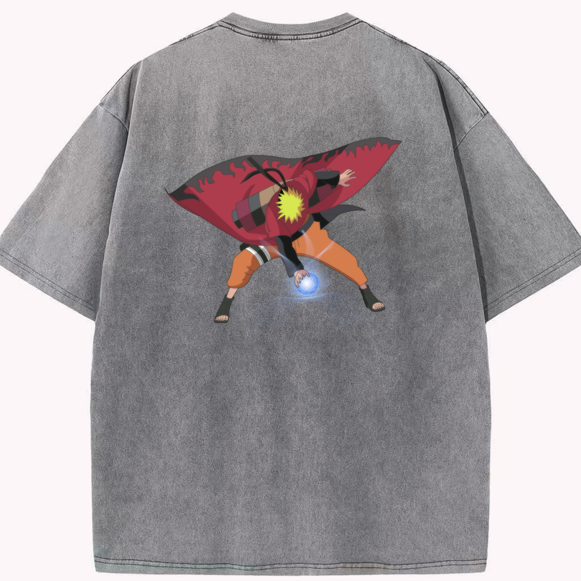 （画像用） NARUTO -ナルト- うずまき ナルト Uzumaki Naruto 綿100% ヴィンテージ風 半袖Tシャツ（背面プリント）
