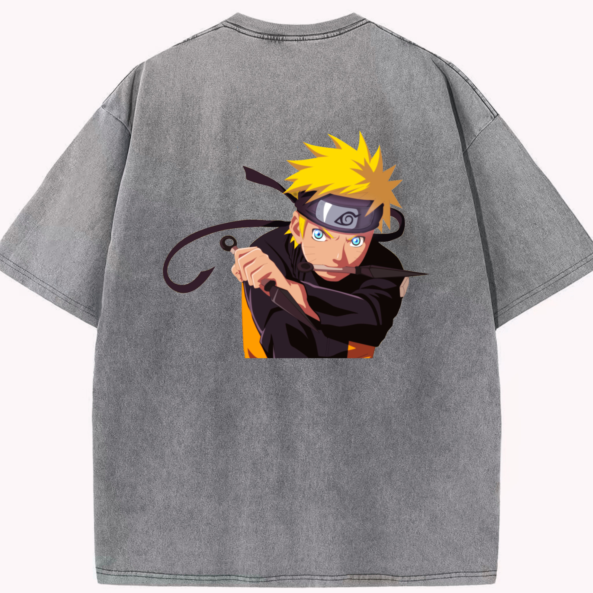 （画像用） NARUTO -ナルト- うずまき ナルト Uzumaki Naruto 綿100% ヴィンテージ風 半袖Tシャツ（背面プリント）