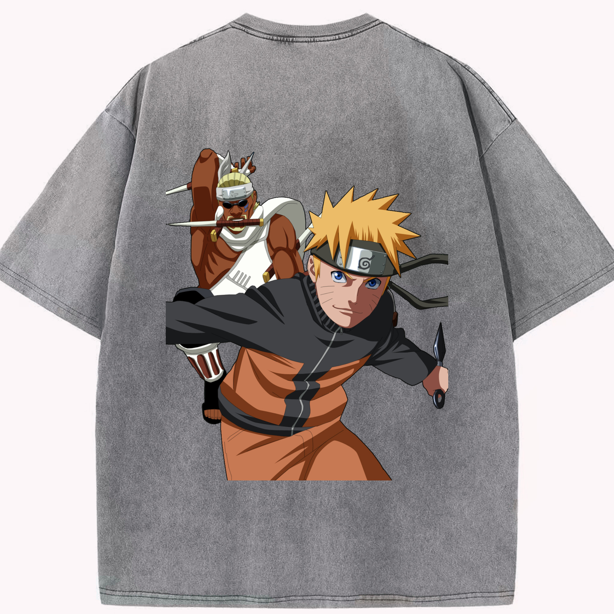 （画像用） NARUTO -ナルト- うずまき ナルト Uzumaki Naruto 綿100% ヴィンテージ風 半袖Tシャツ（背面プリント）