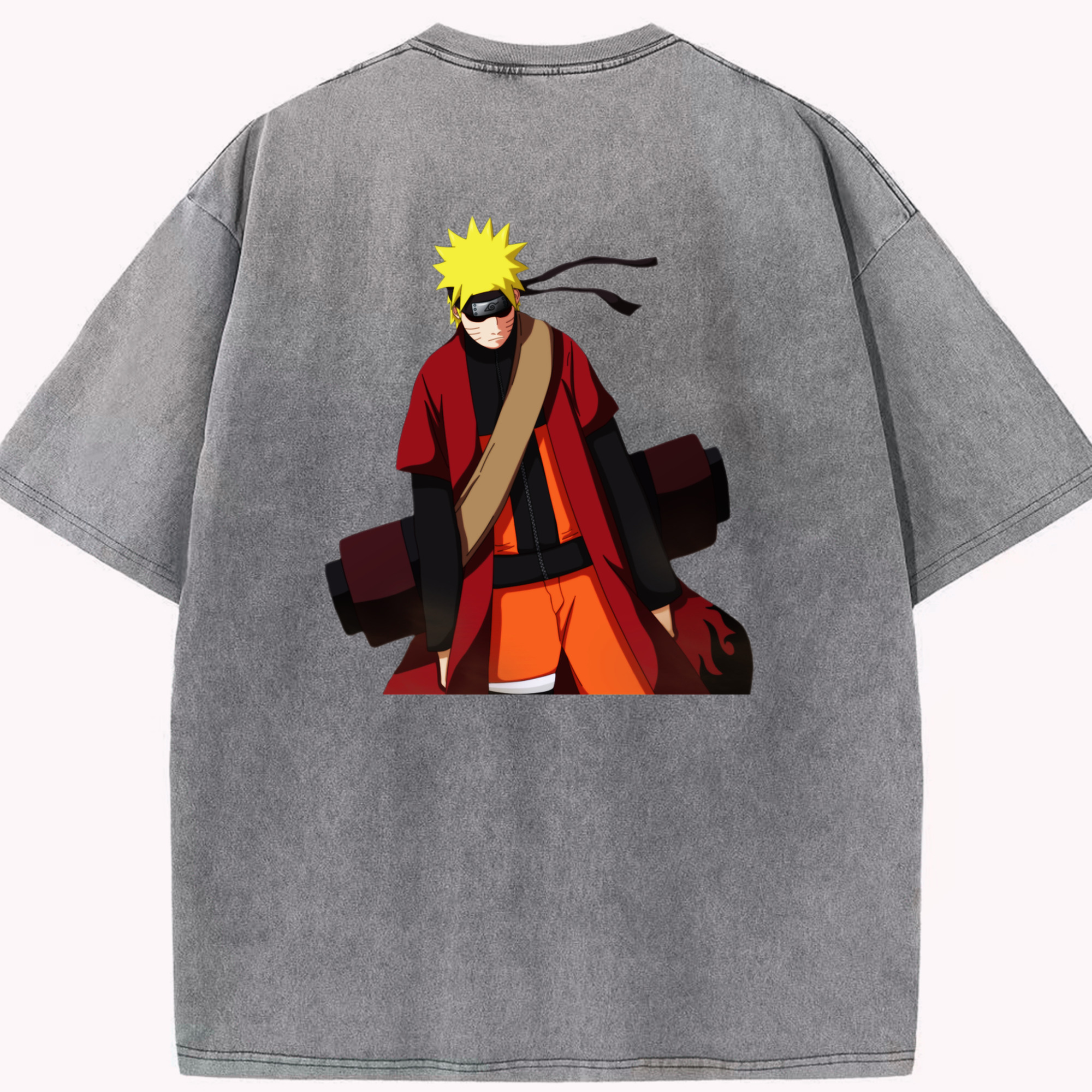 （画像用） NARUTO -ナルト- うずまき ナルト Uzumaki Naruto 綿100% ヴィンテージ風 半袖Tシャツ（背面プリント）