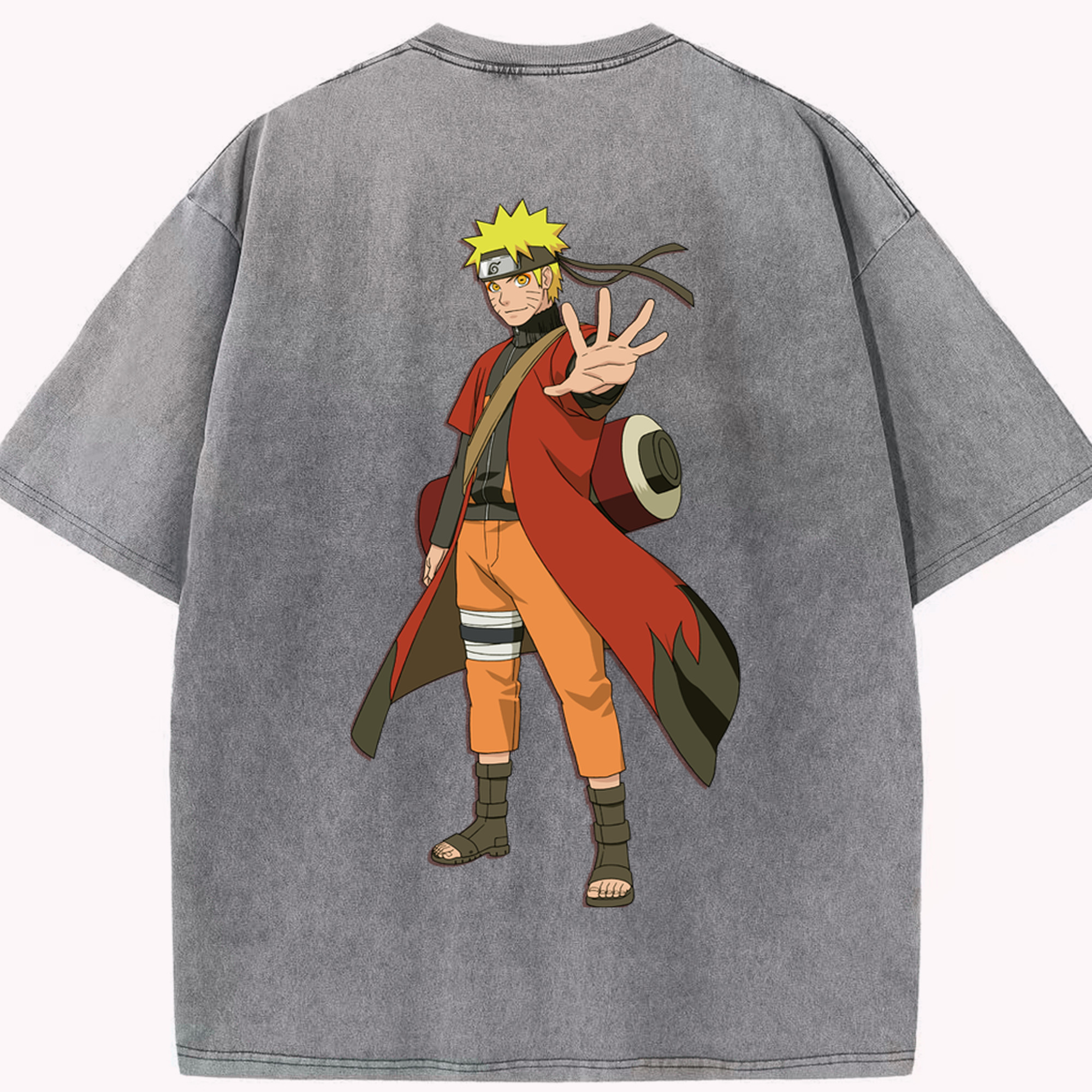 （画像用） NARUTO -ナルト- うずまき ナルト Uzumaki Naruto 綿100% ヴィンテージ風 半袖Tシャツ（背面プリント）