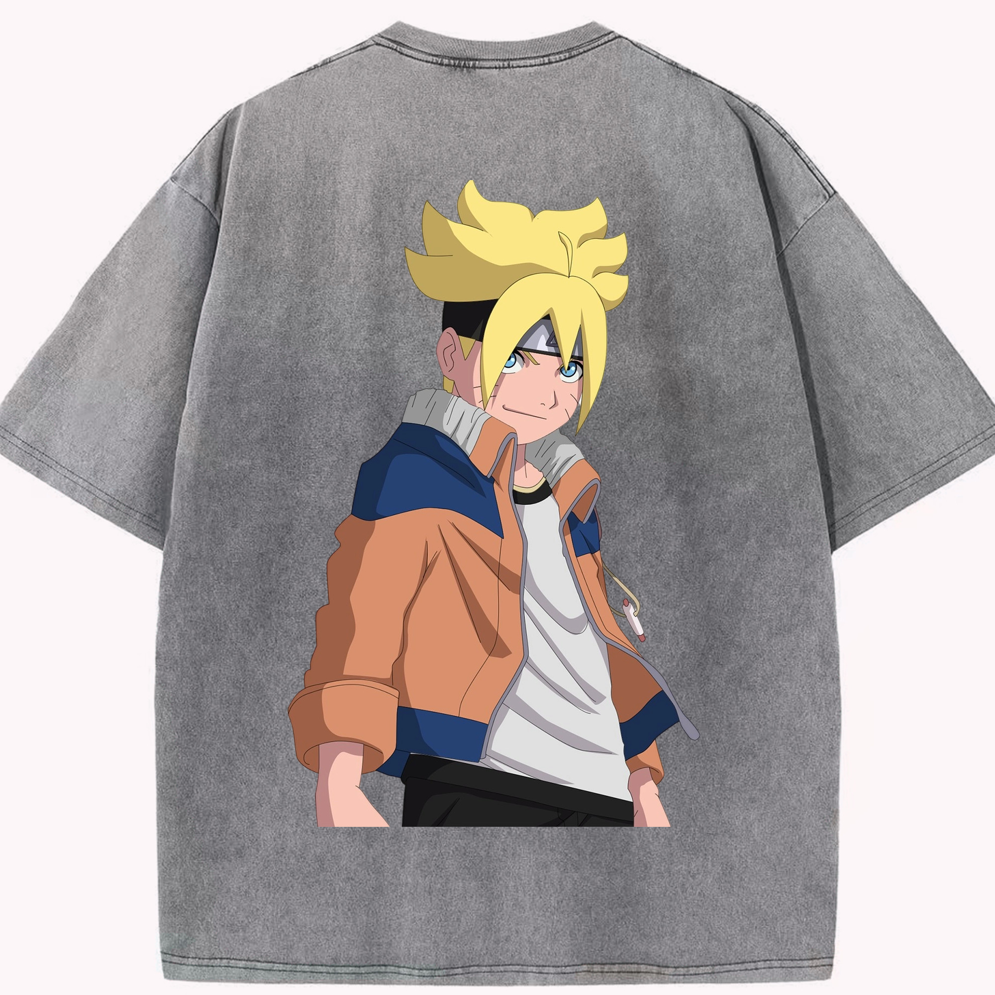 （画像用） NARUTO -ナルト- うずまき ナルト Uzumaki Naruto 綿100% ヴィンテージ風 半袖Tシャツ（背面プリント）