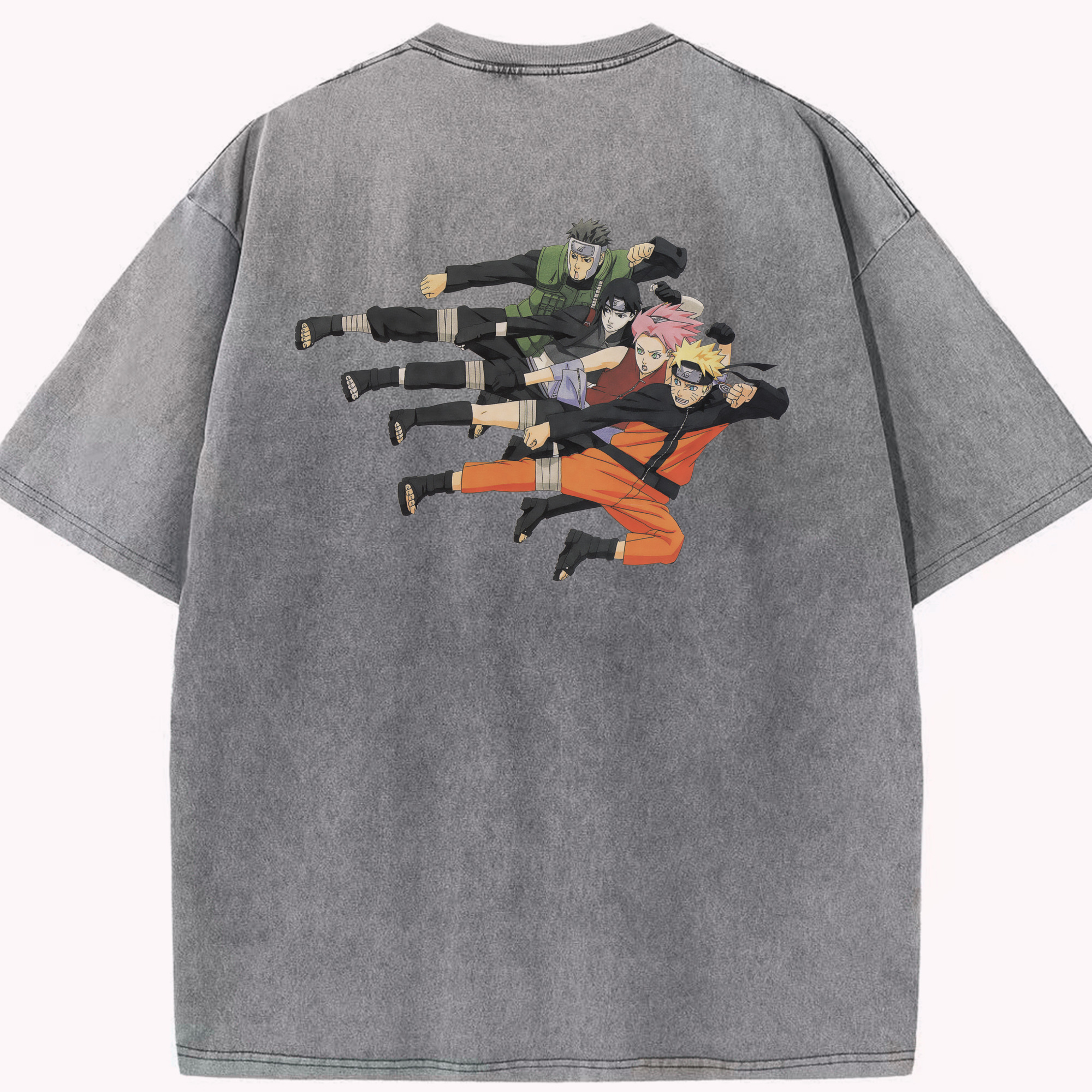 （画像用） NARUTO -ナルト- うずまき ナルト Uzumaki Naruto 綿100% ヴィンテージ風 半袖Tシャツ（背面プリント）