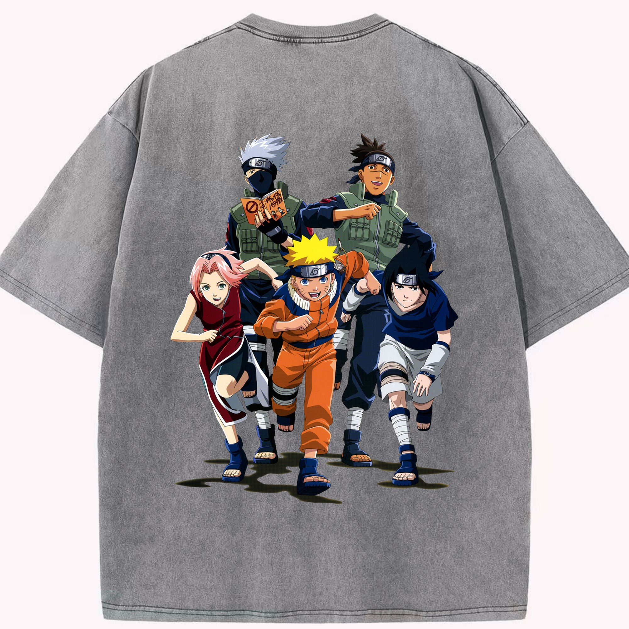 （画像用） NARUTO -ナルト- うずまき ナルト Uzumaki Naruto 綿100% ヴィンテージ風 半袖Tシャツ（背面プリント）