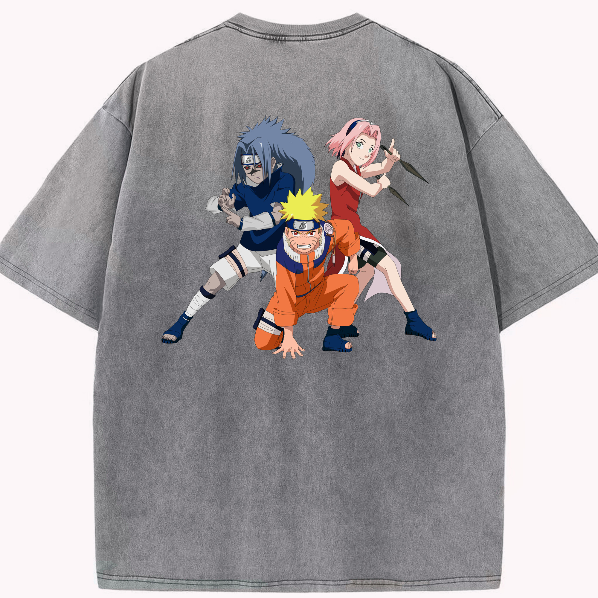 （画像用） NARUTO -ナルト- うずまき ナルト Uzumaki Naruto 綿100% ヴィンテージ風 半袖Tシャツ（背面プリント）